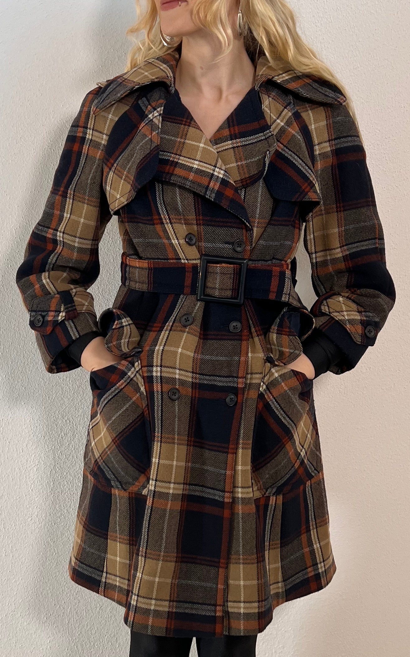 Vintage 70s Tartan Wool Coat