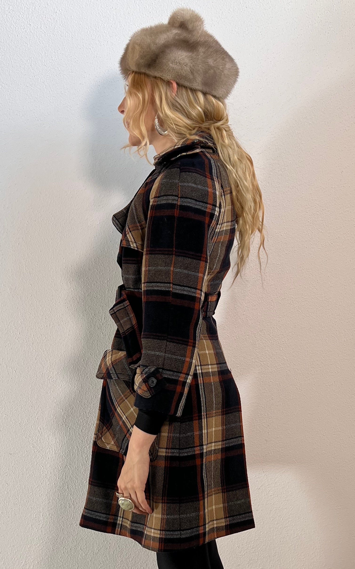 Vintage 70s Tartan Wool Coat
