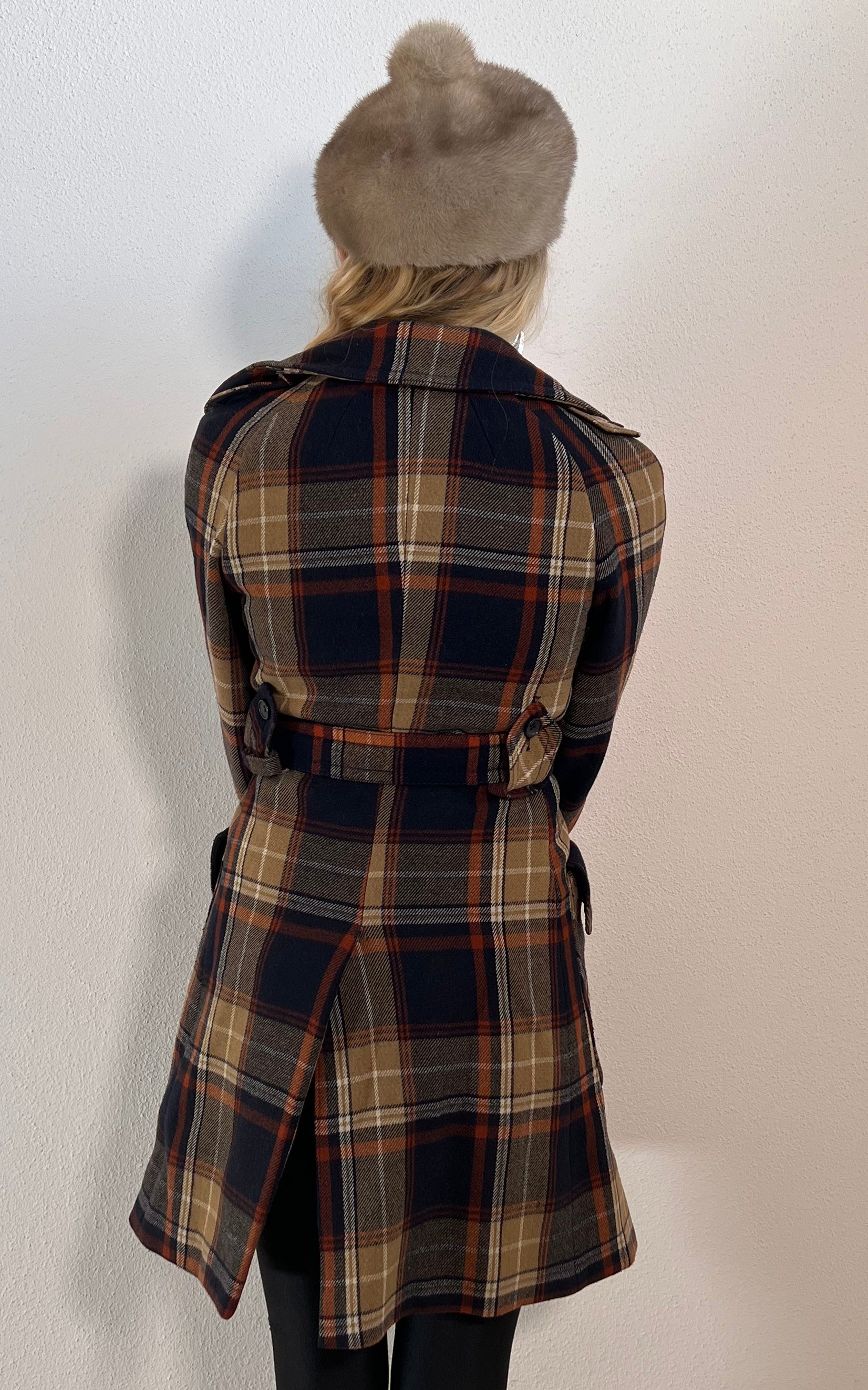 Vintage 70s Tartan Wool Coat