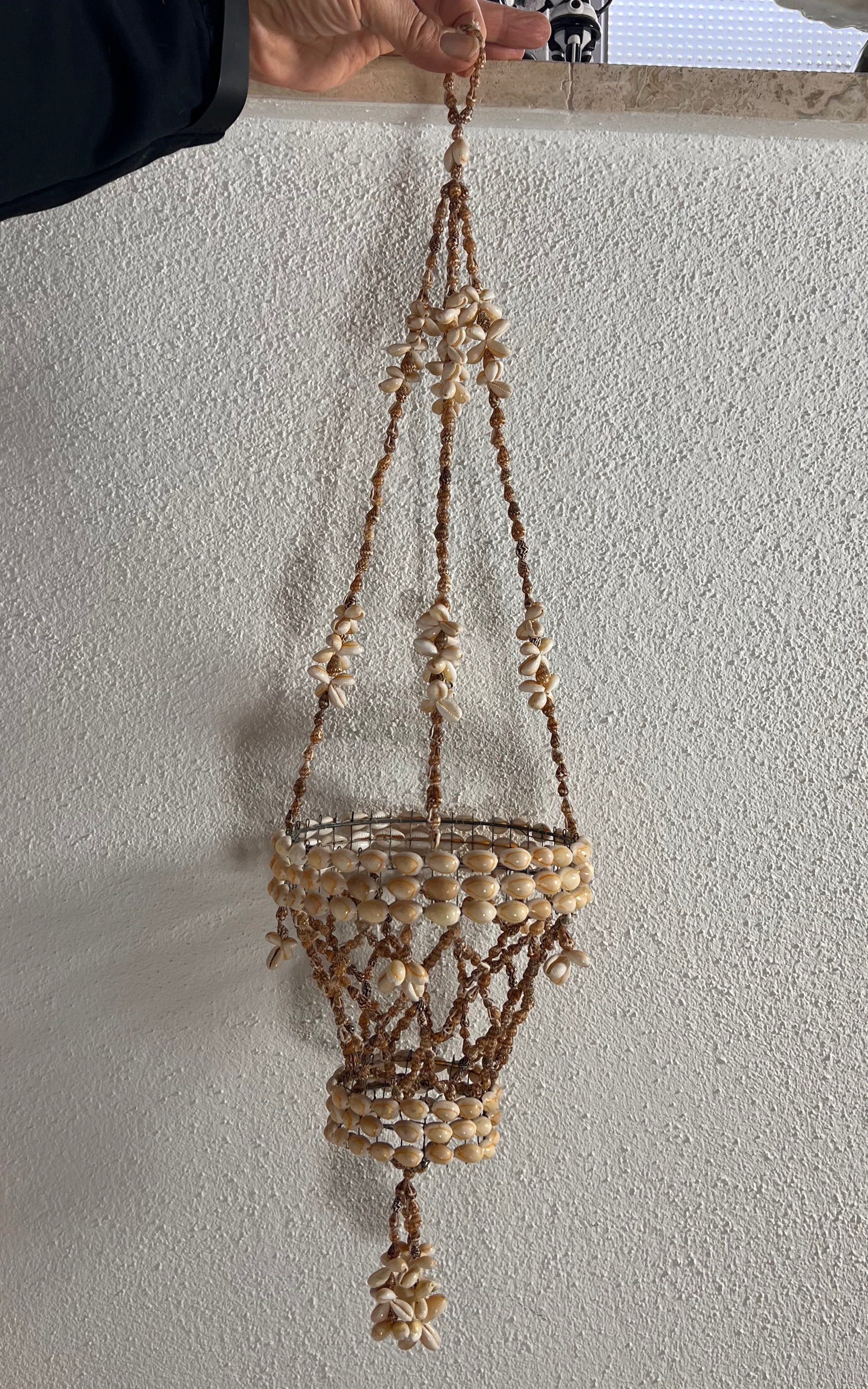 Vintage Shell Hanging Planter Holder