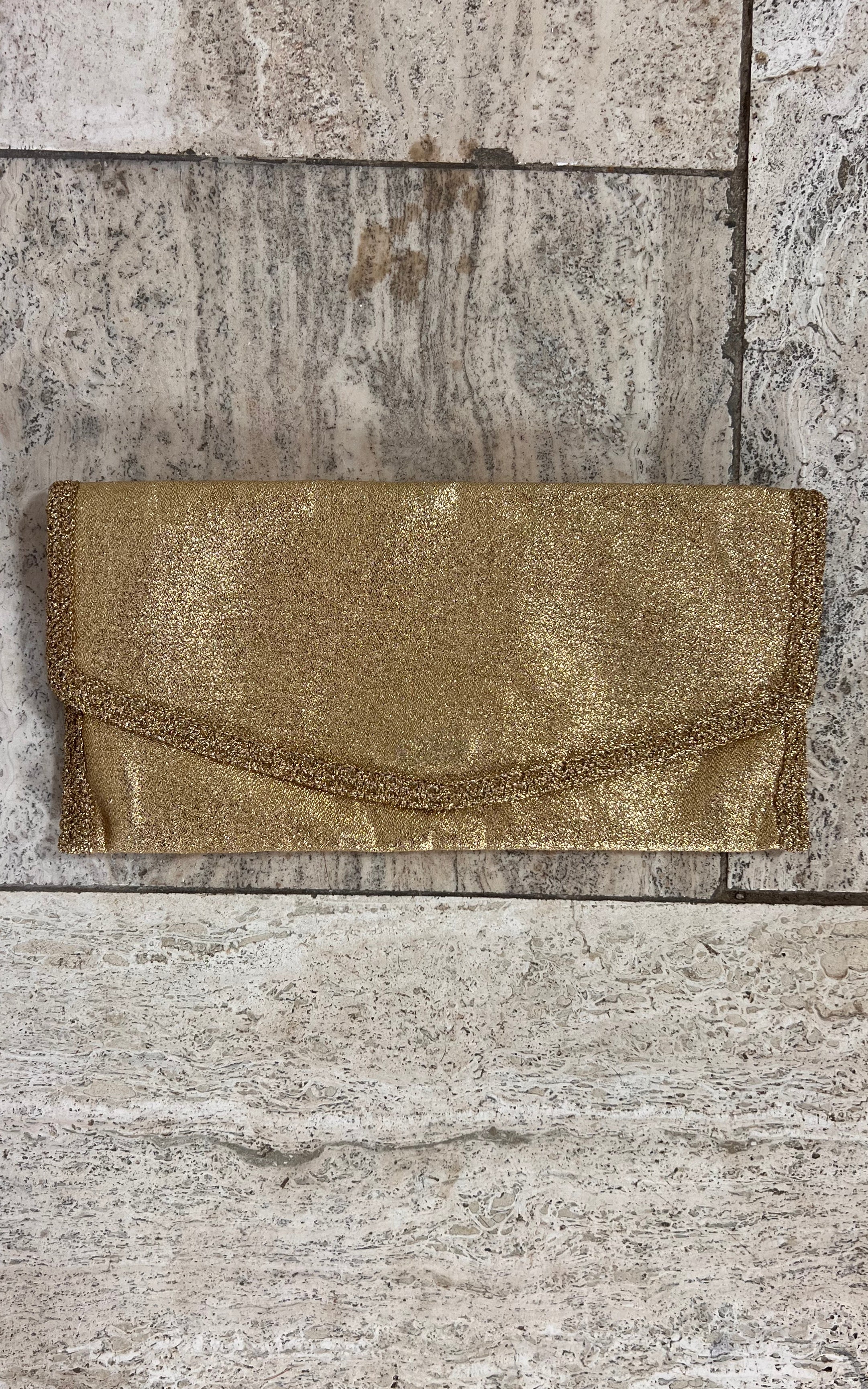 Vintage 70s Gold Lurex Clutch Bag