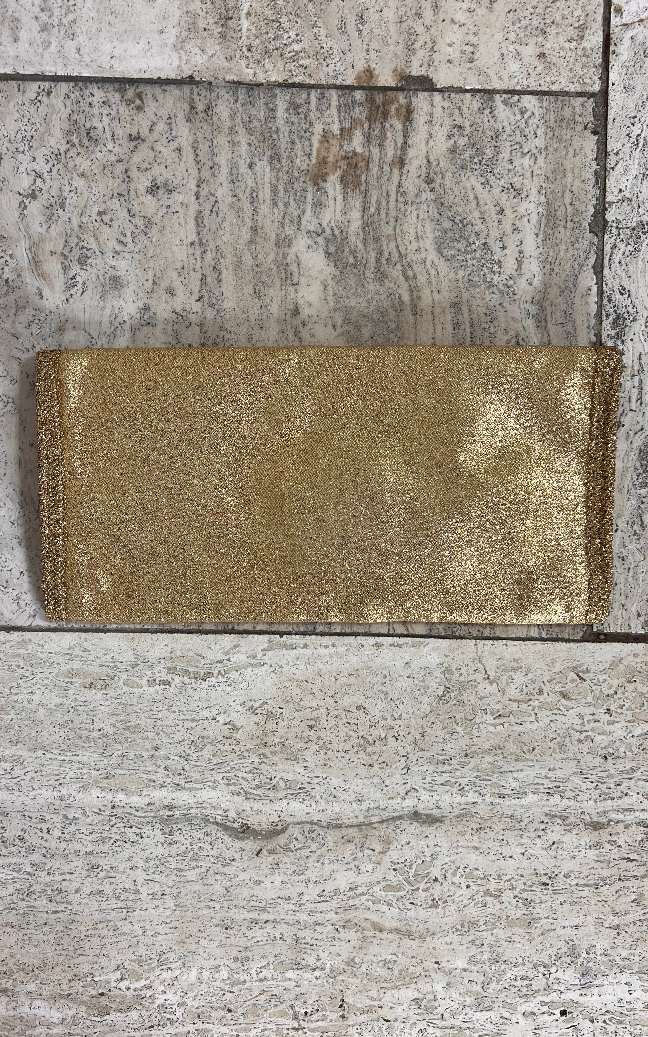 Vintage 70s Gold Lurex Clutch Bag