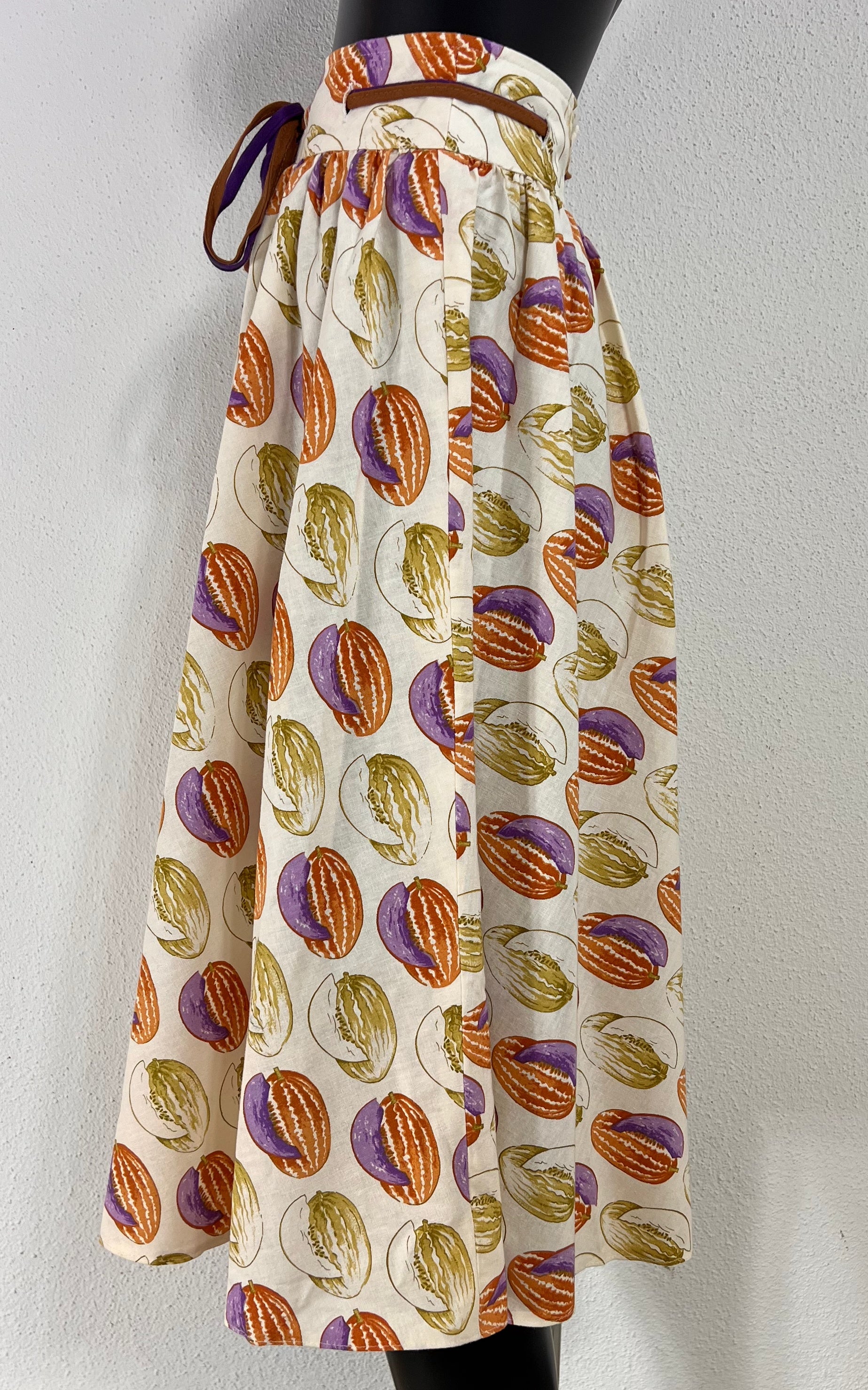 Vintage Lady Ascot Melon Print Skirt