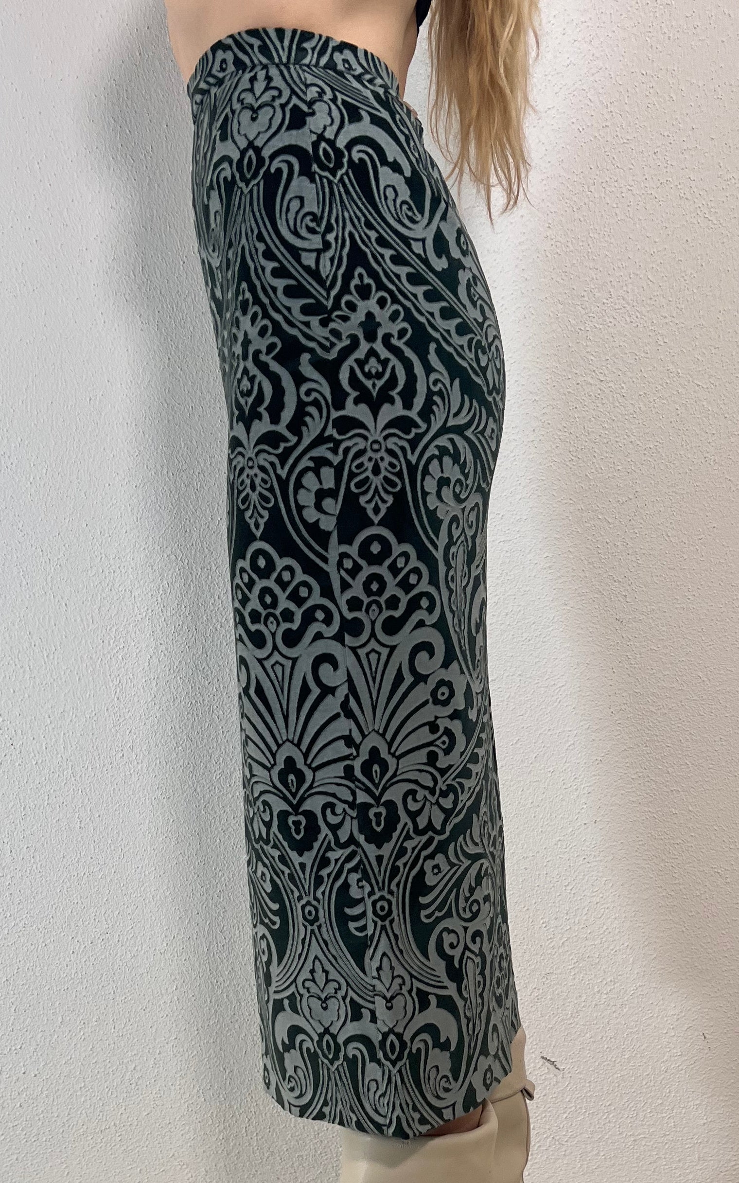 Vintage Fall 1998 Dolce and Gabbana Burn Out Velvet Skirt