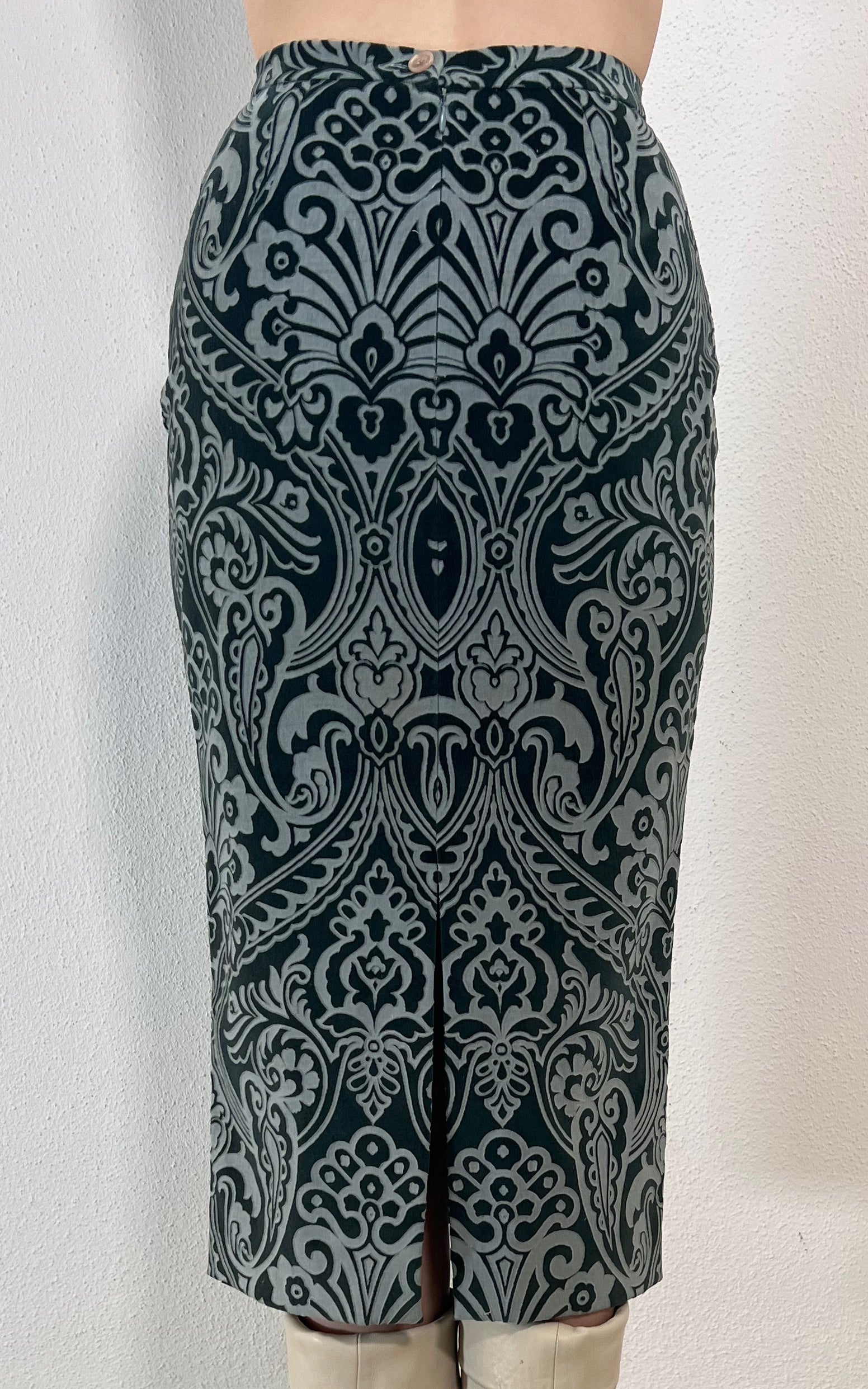 Vintage Fall 1998 Dolce and Gabbana Burn Out Velvet Skirt