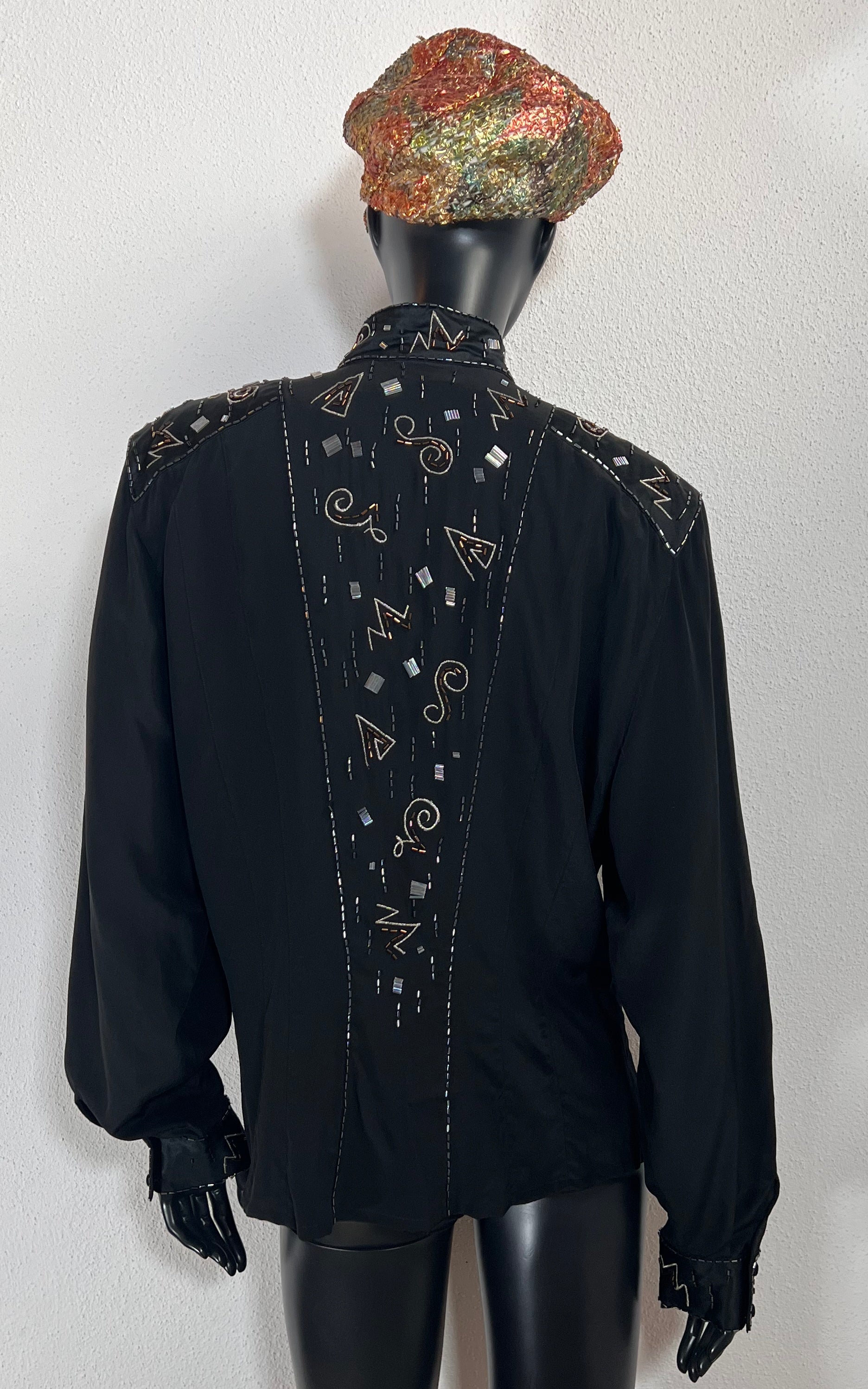 Vintage 90s Mercedes and Adrienne Silk and Sequins Blouse