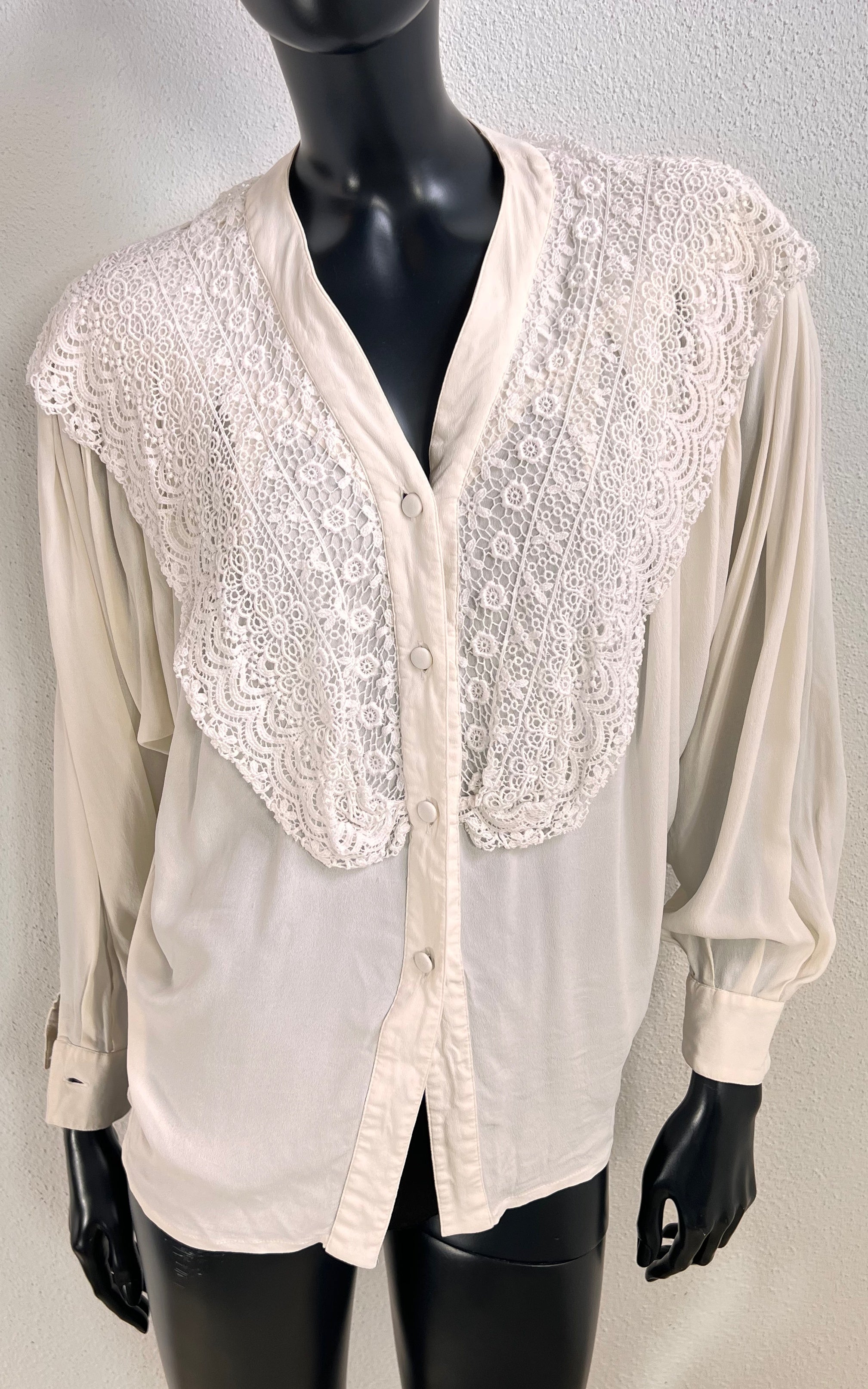 Vintage Lace Collar Silk Blouse