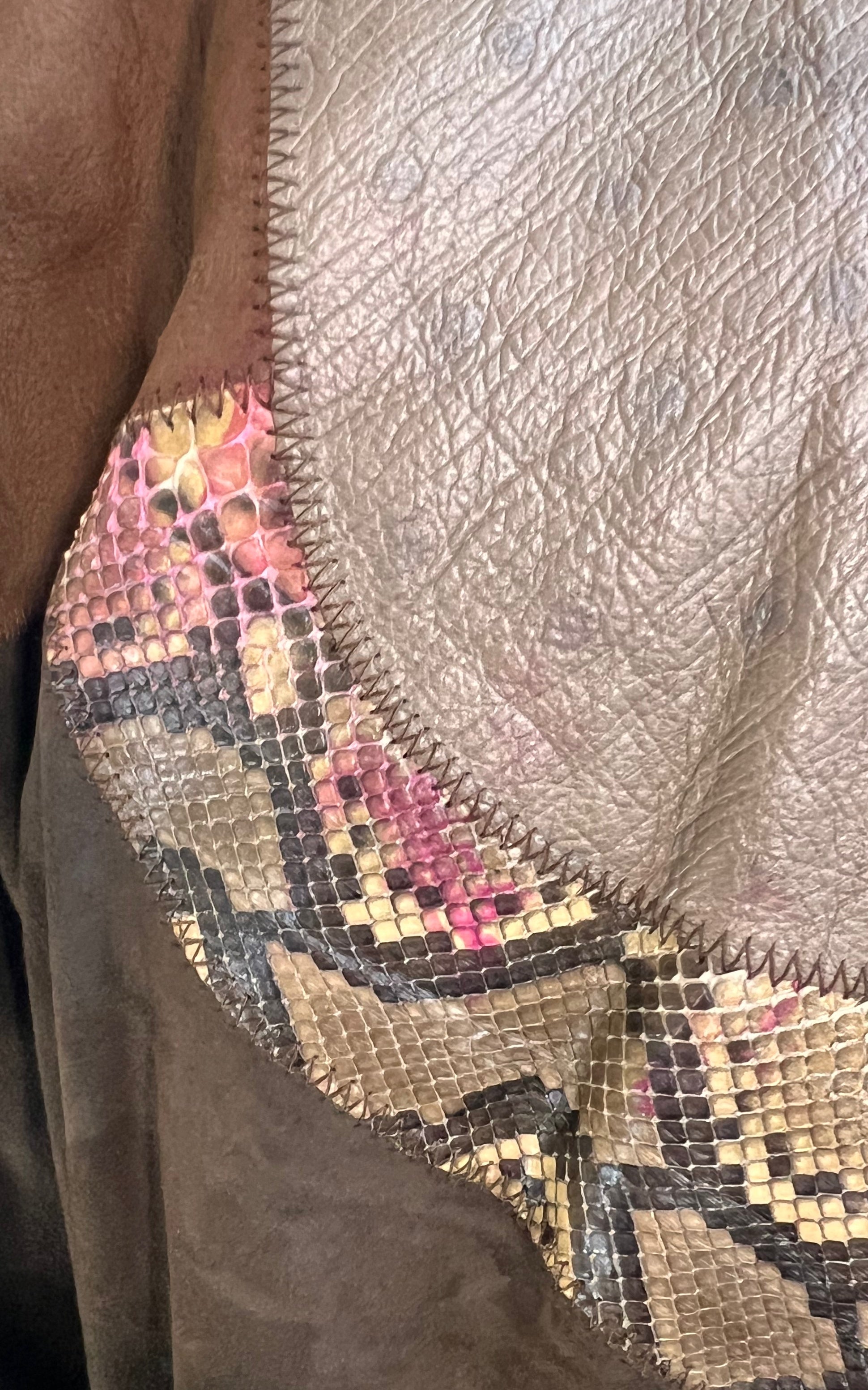 Cappotto in pelle patchwork vintage anni '70