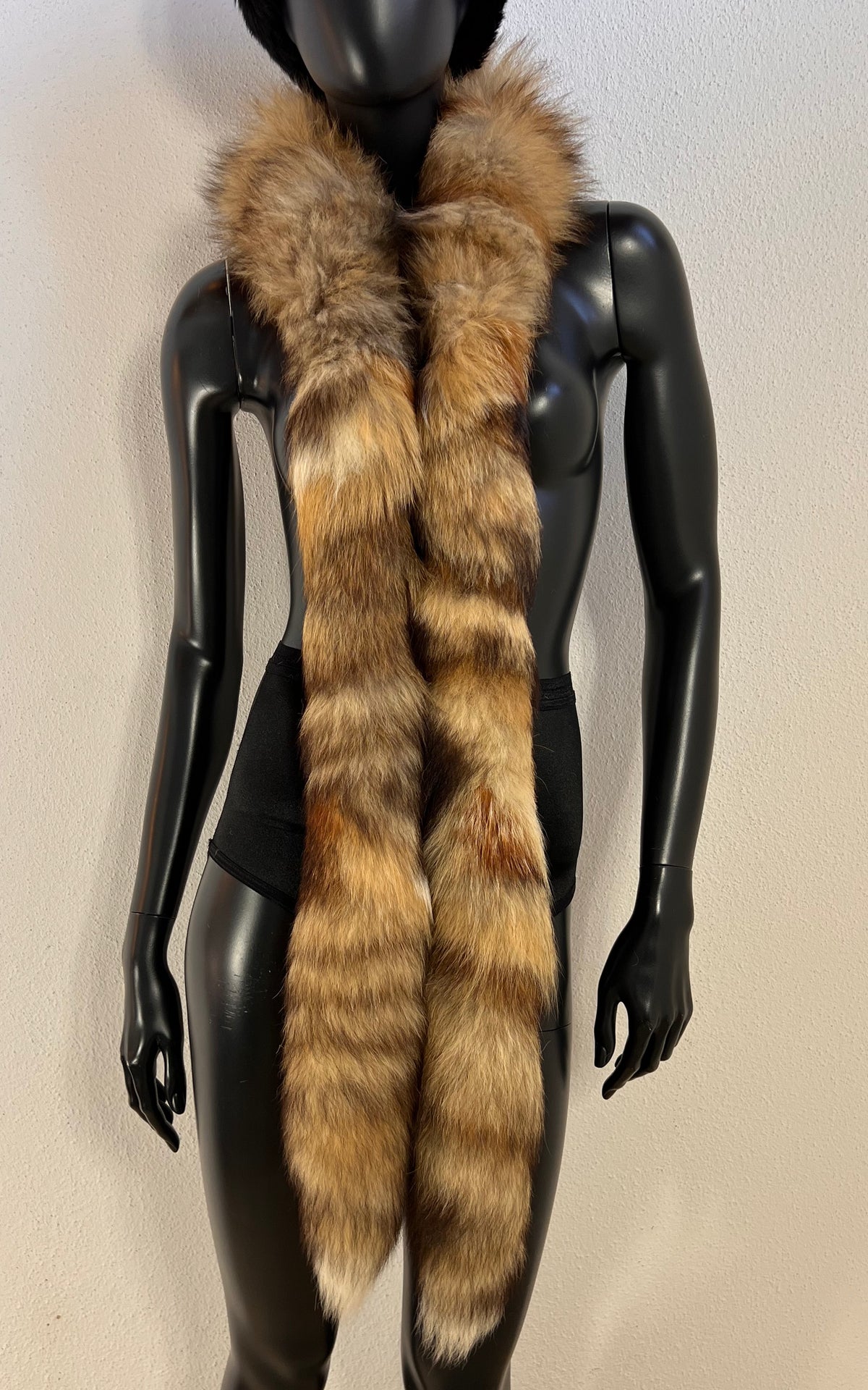 Long Vintage Fur Stole in Golden Brown & Honey Tones