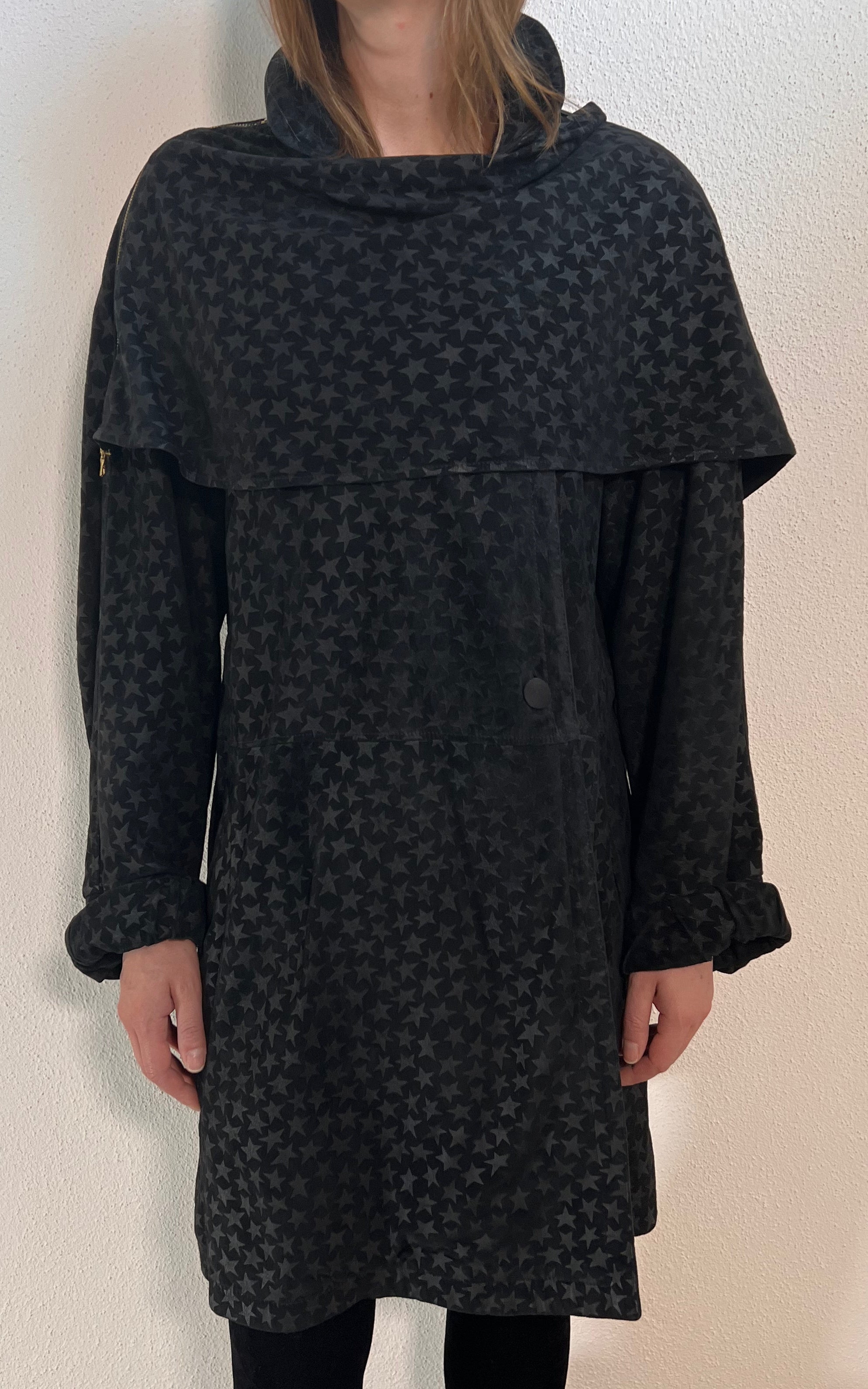 Parka vintage in pelle scamosciata con stella