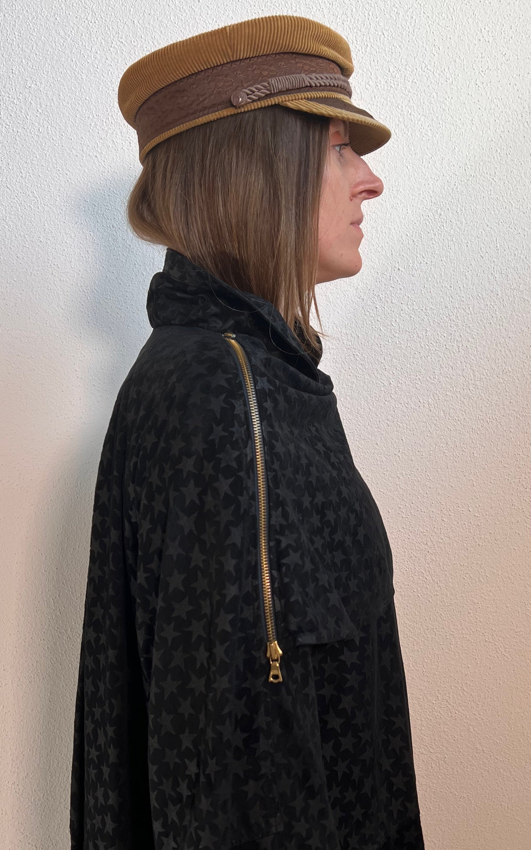 Parka vintage in pelle scamosciata con stella