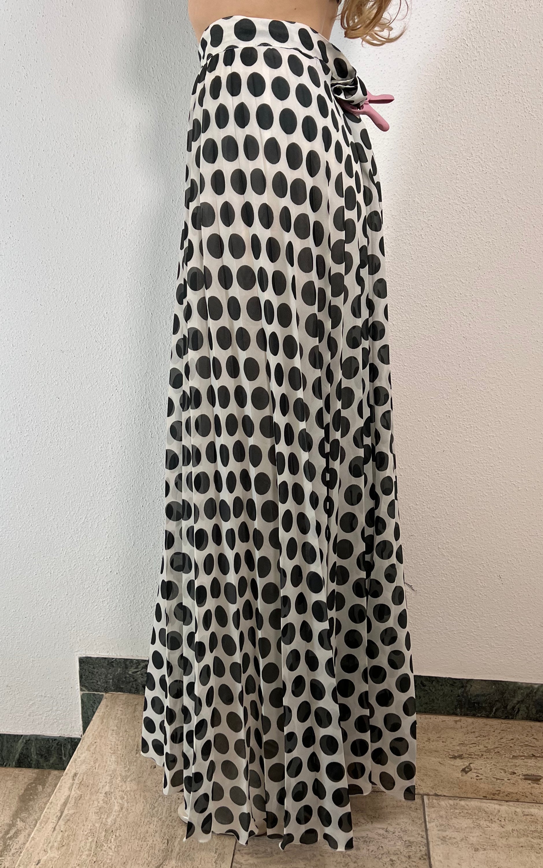 Vintage Polka Dot Pleats Skirt