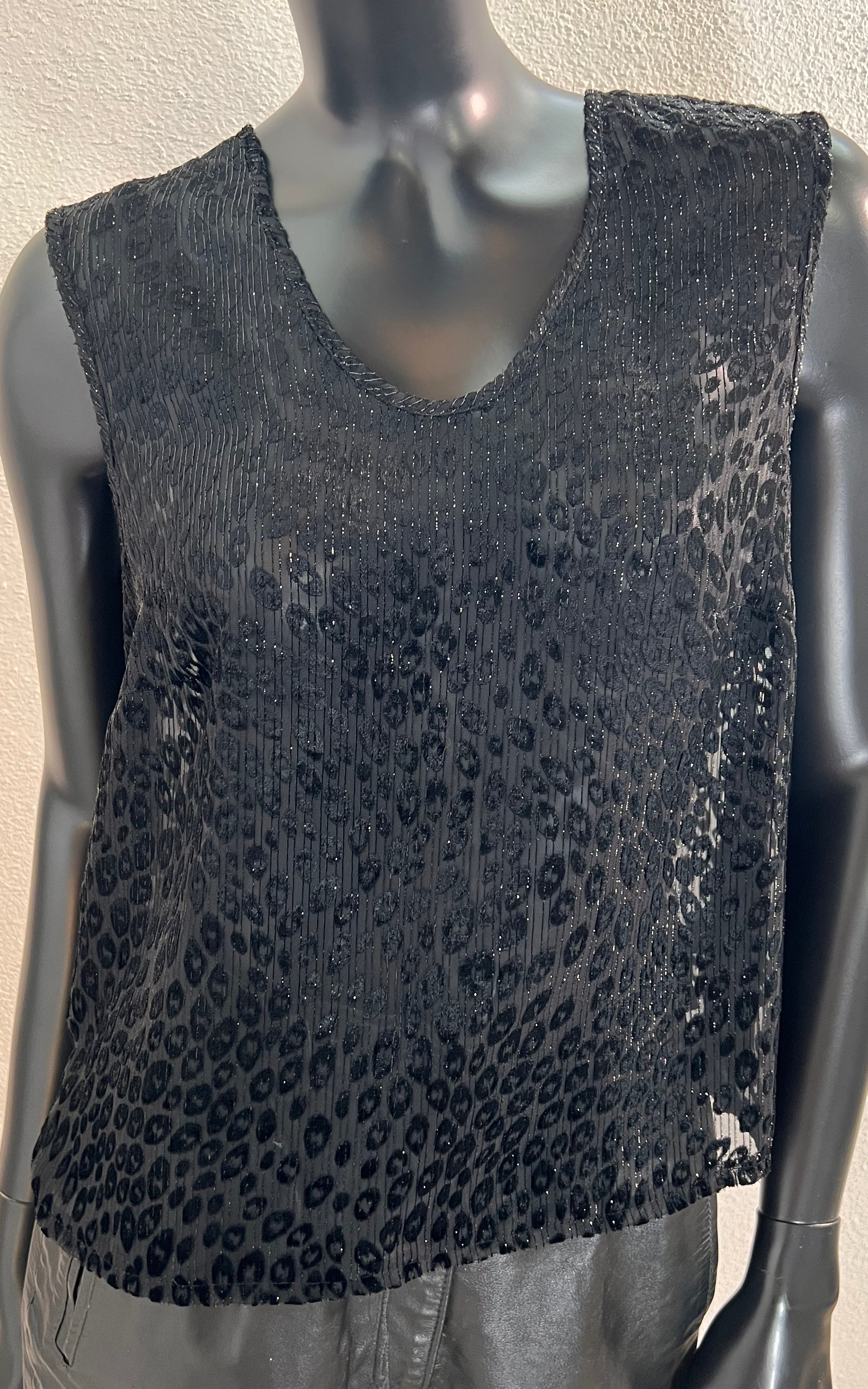 Top leopardato vintage bruciato