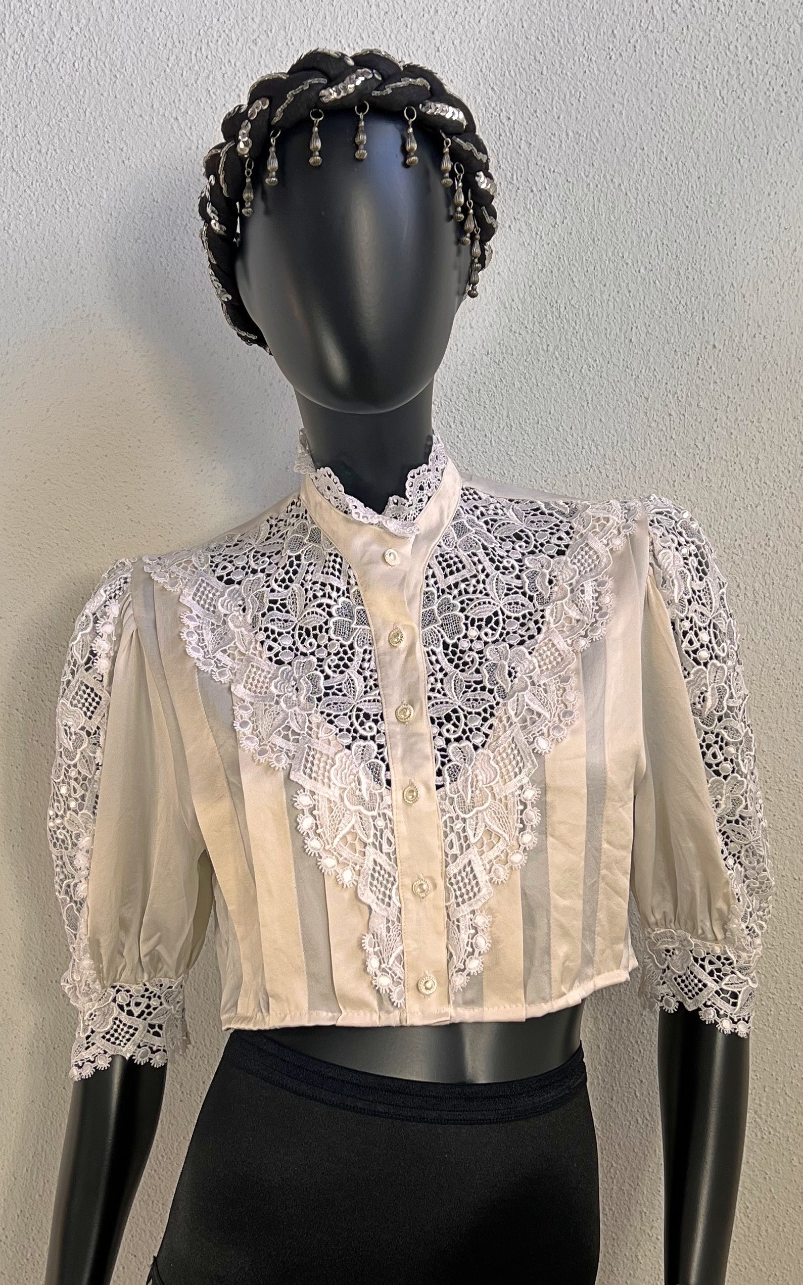 Vintage Reworked Cropped Silk Blouse