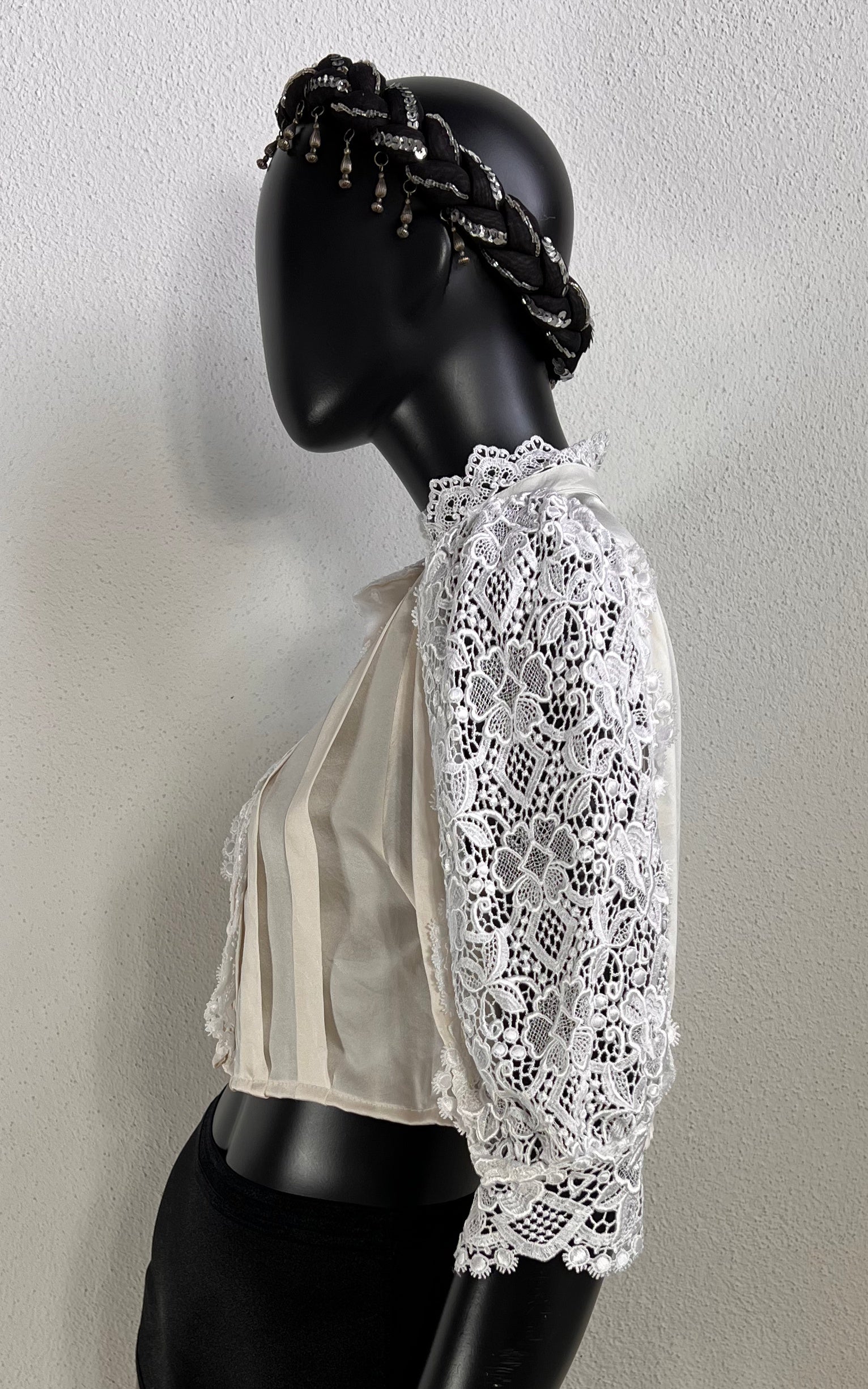 Vintage Reworked Cropped Silk Blouse