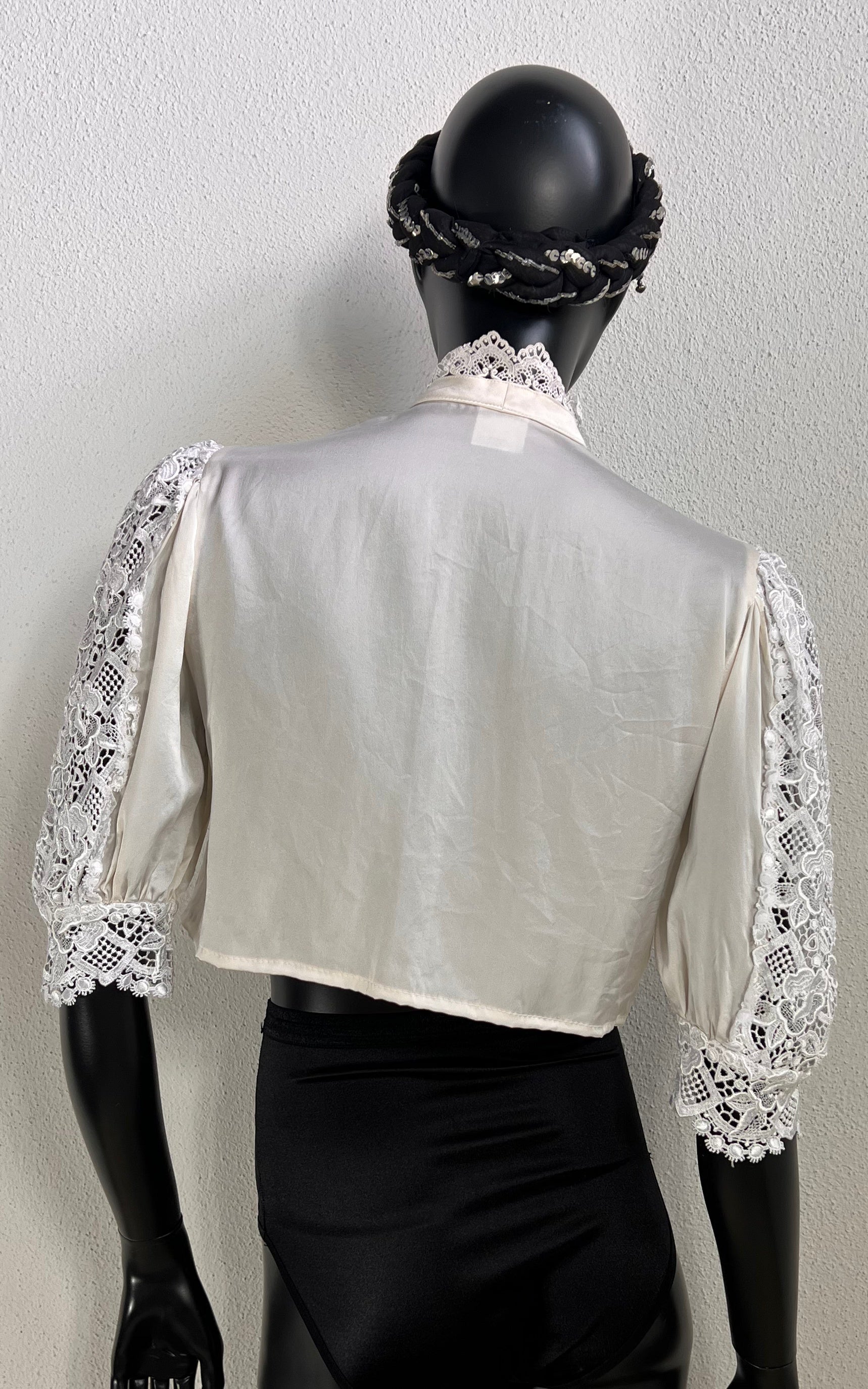 Vintage Reworked Cropped Silk Blouse