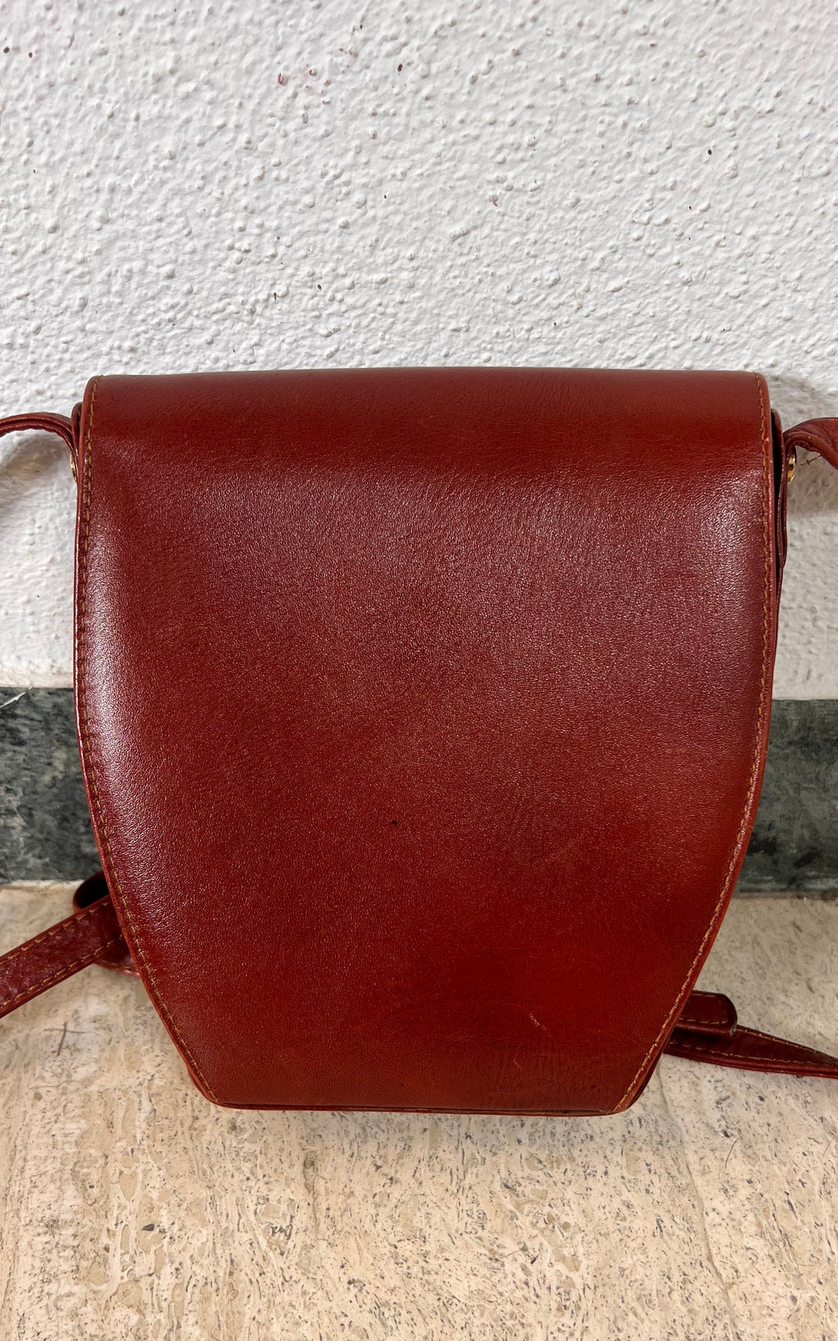 Vintage JOOP! Cognac Leather Shoulder Bag with Pointed Flap