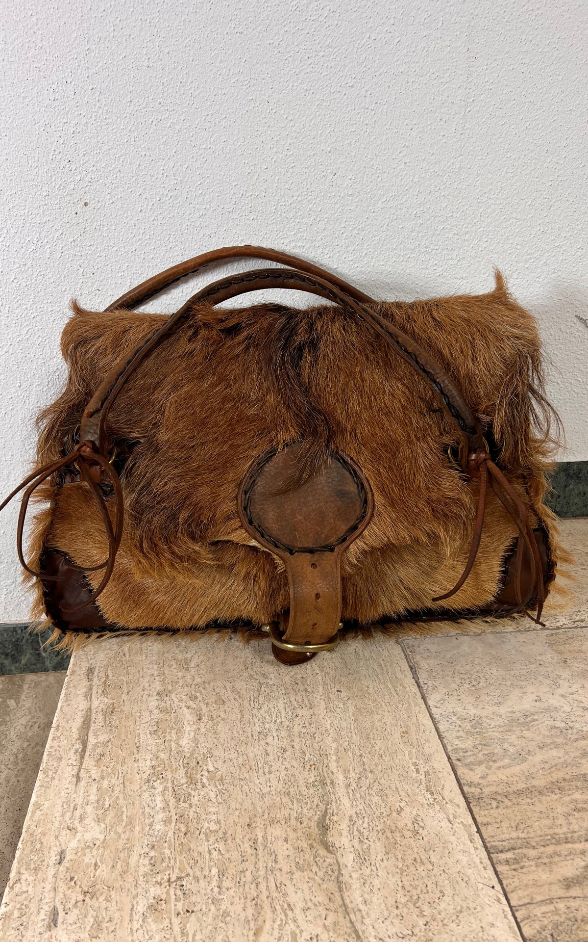 1970s Escanda Large Hair-on-Hide Leather Bag – Rustic Bohemian Satchel