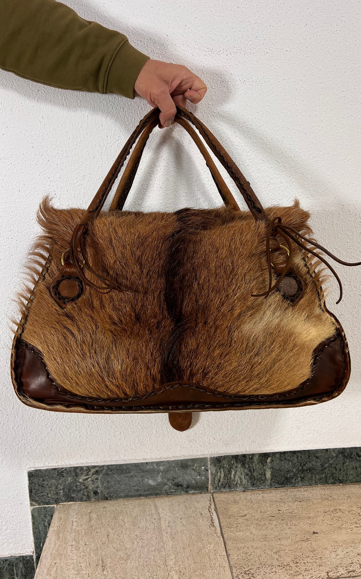 1970s Escanda Large Hair-on-Hide Leather Bag – Rustic Bohemian Satchel