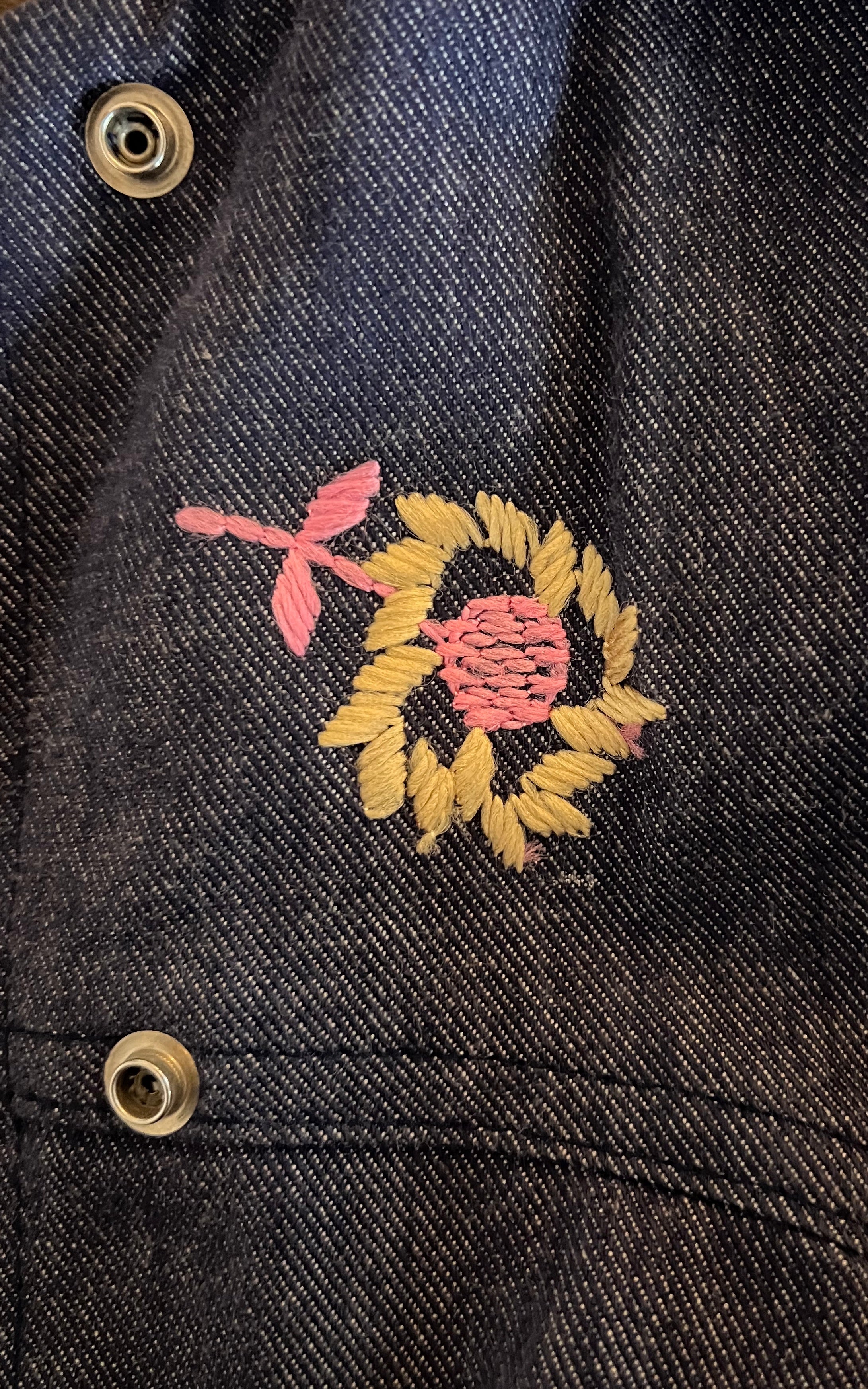 Vintage 70s Janette Rodin Denim Flower Set