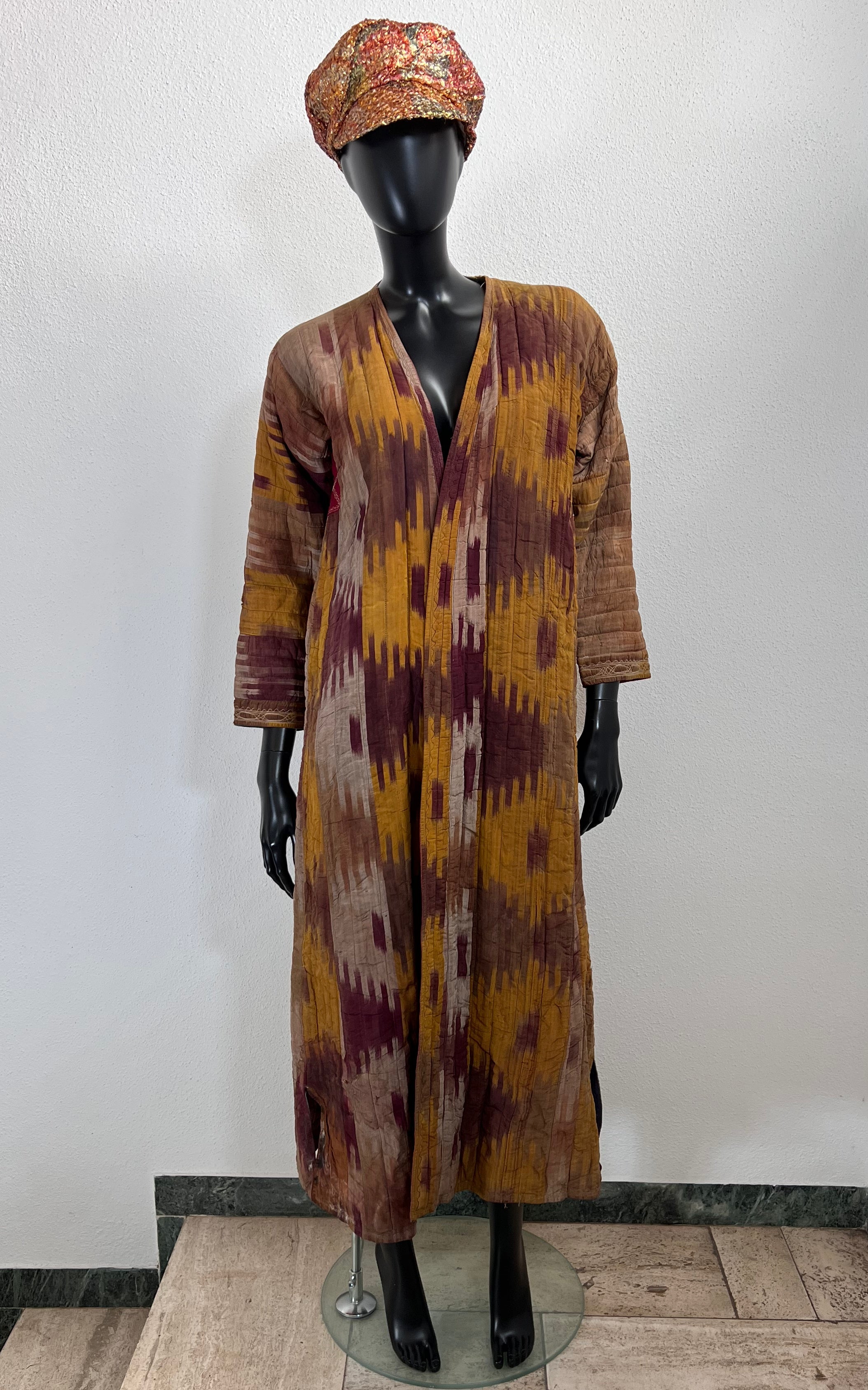 Antique Ikat Silk Chapan from Uzbekistan