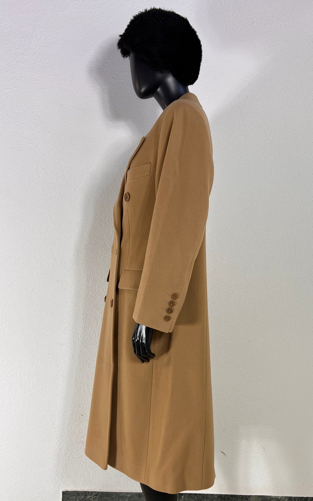 Vintage DAKS Signature Camel Wool & Cashmere Double-Breasted Coat