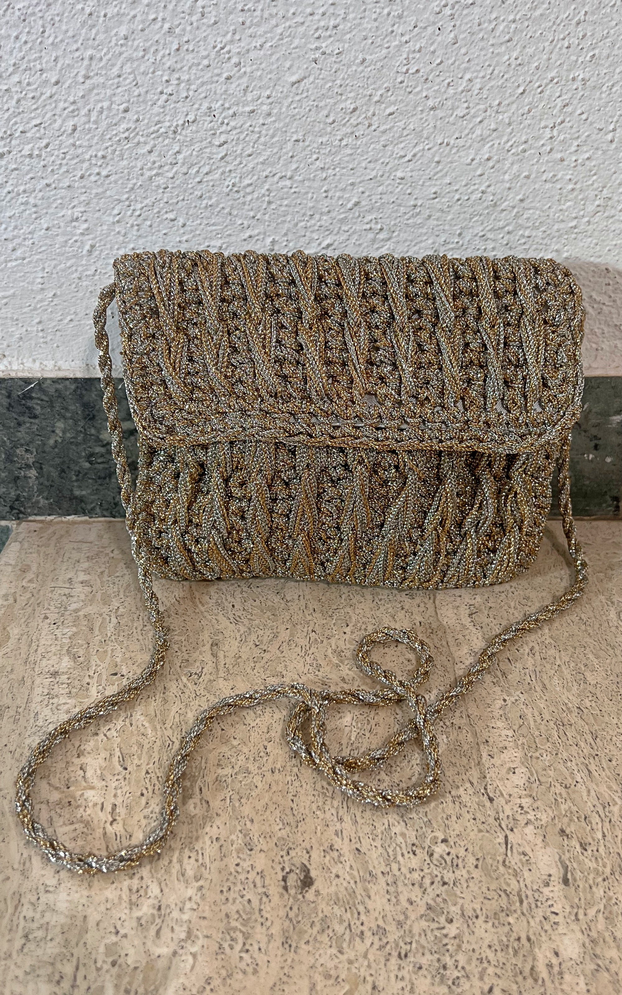 Vintage 60s Metallic Yarn Bag
