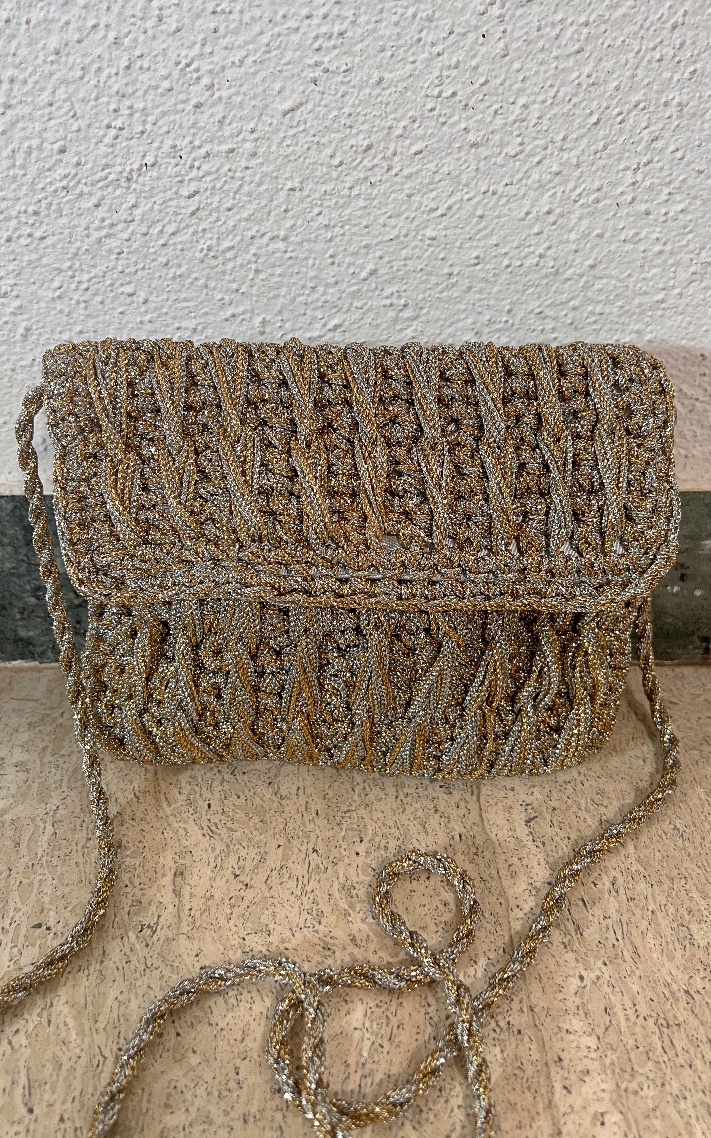 Vintage 60s Metallic Yarn Bag