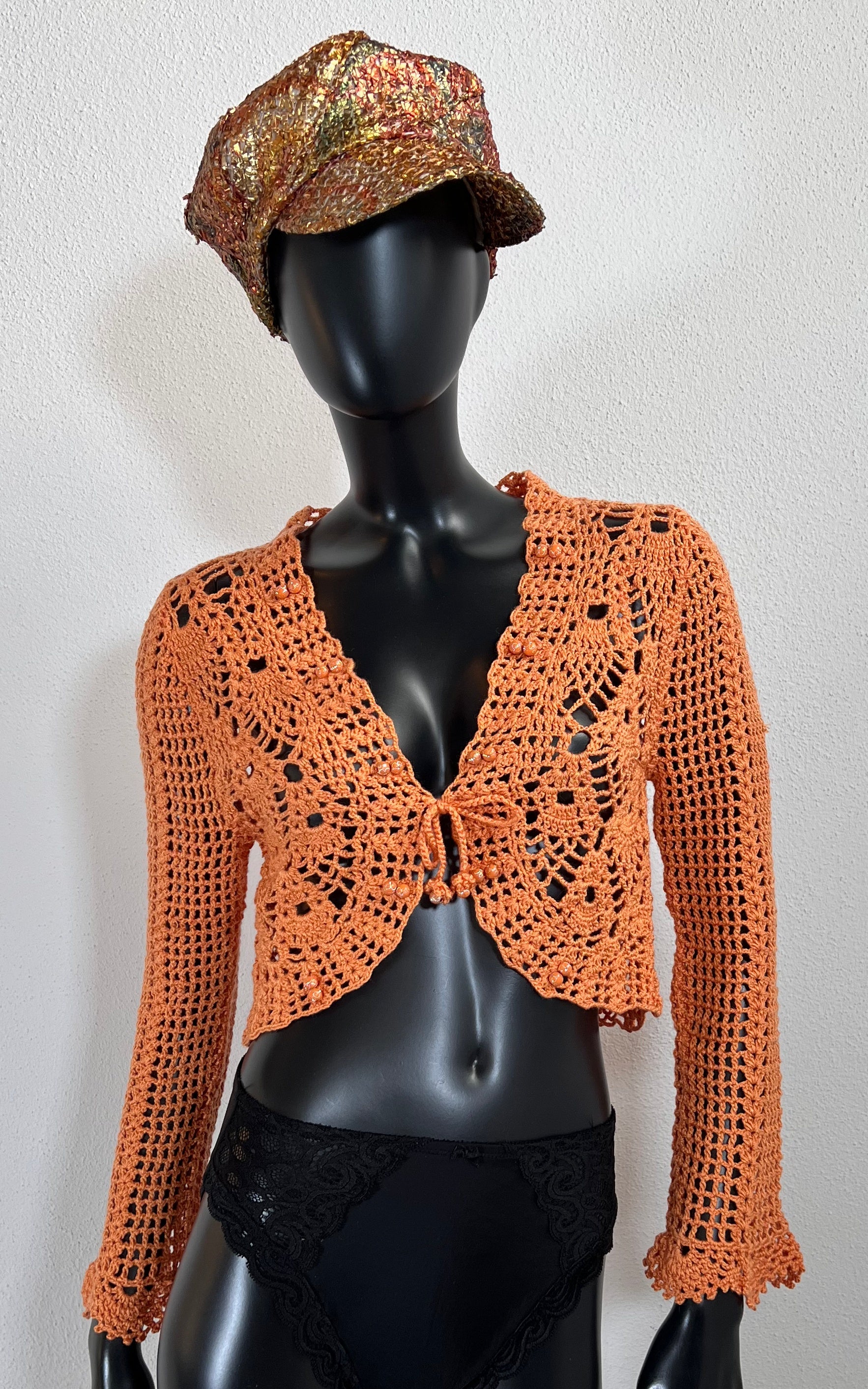 Vintage Handmade Crochet Bolero Jacket