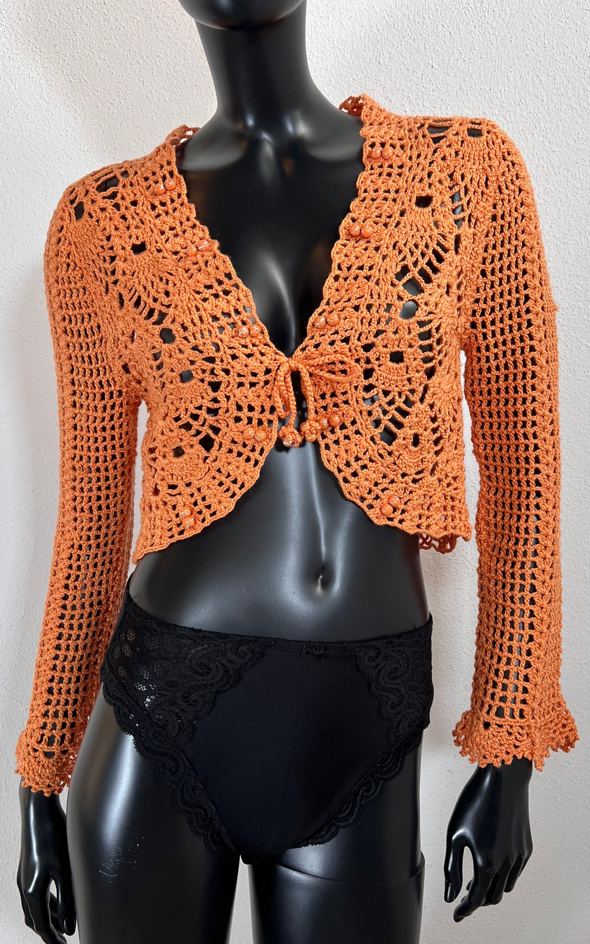 Vintage Handmade Crochet Bolero Jacket