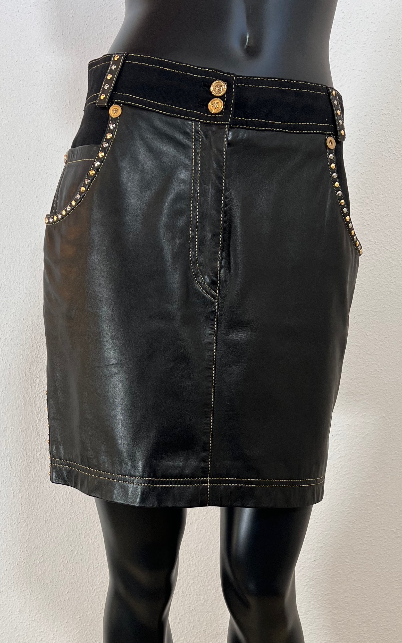 Vintage Gianni Versace Leather Skirt