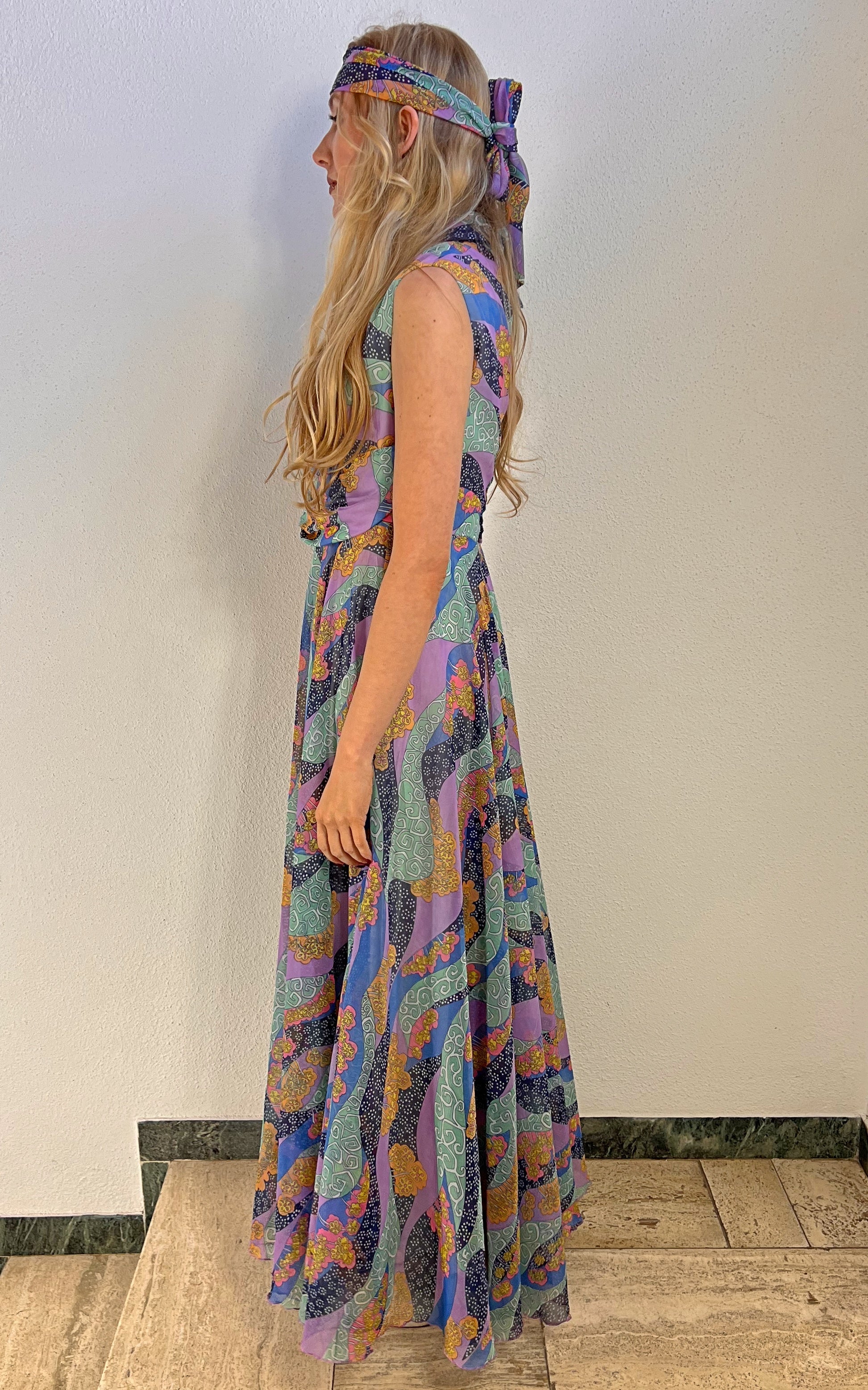 Vintage 70s Psychedelic Maxi Dress