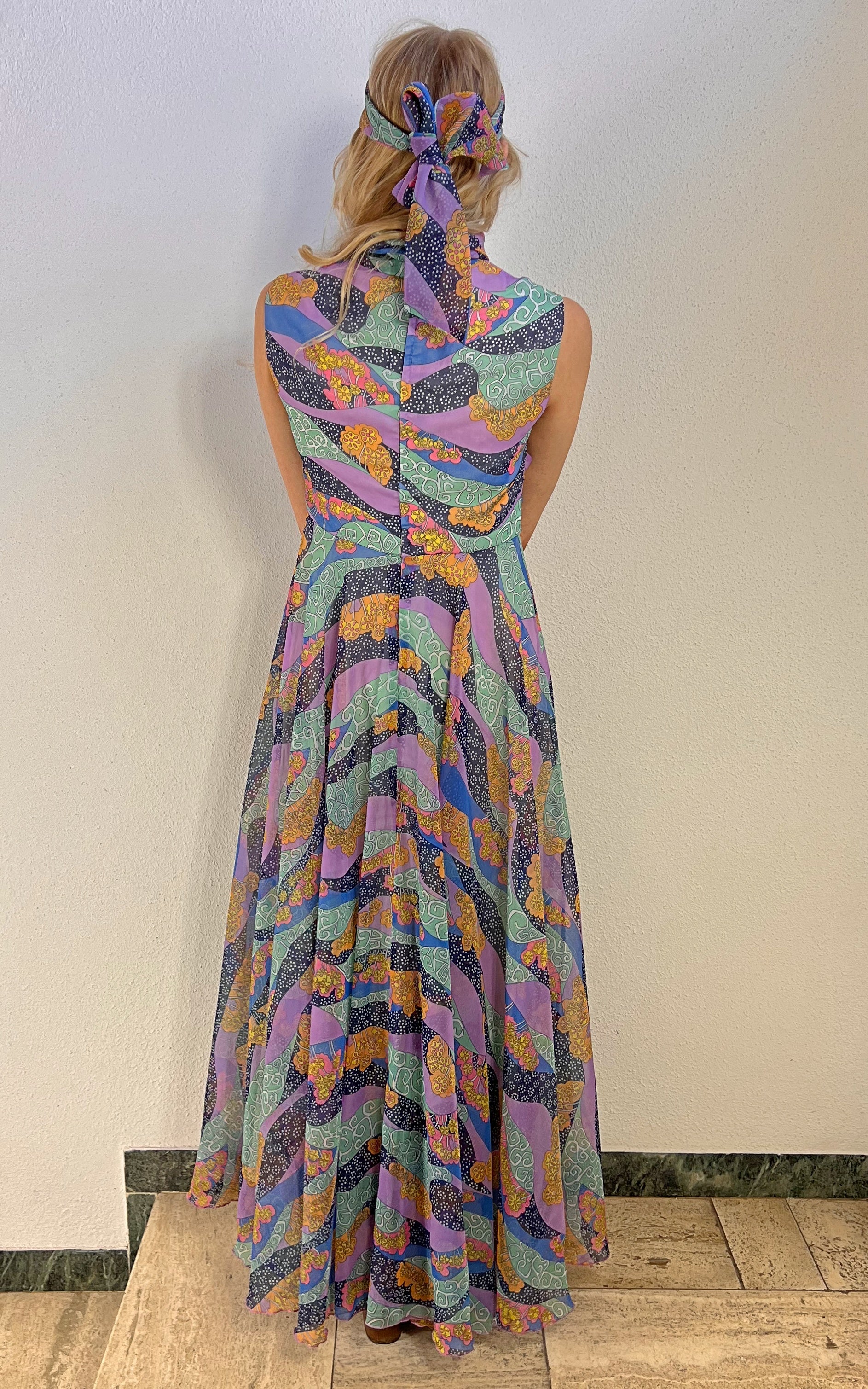 Vintage 70s Psychedelic Maxi Dress