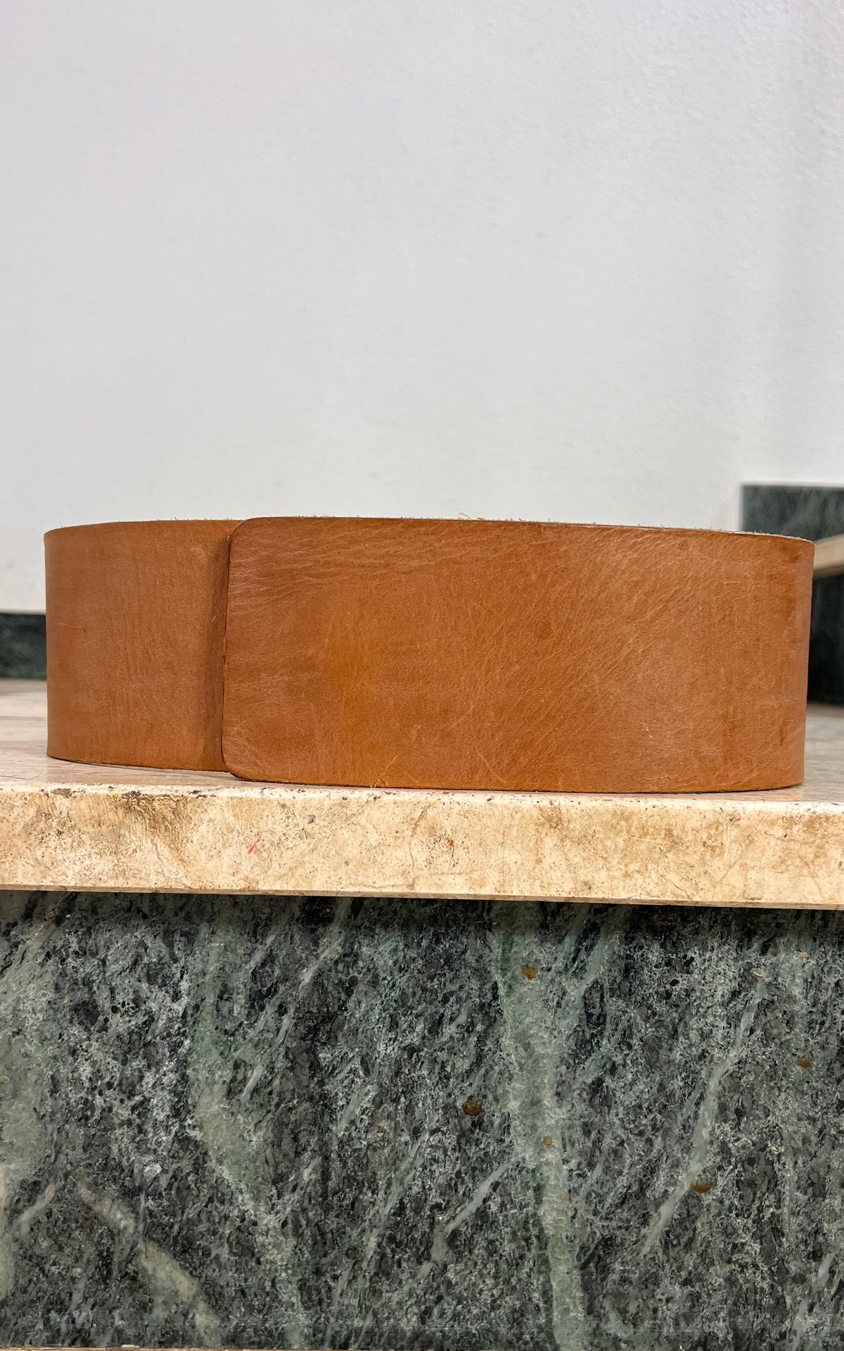 Vintage Wide Tan Leather Waist Belt – Minimalist Statement Belt