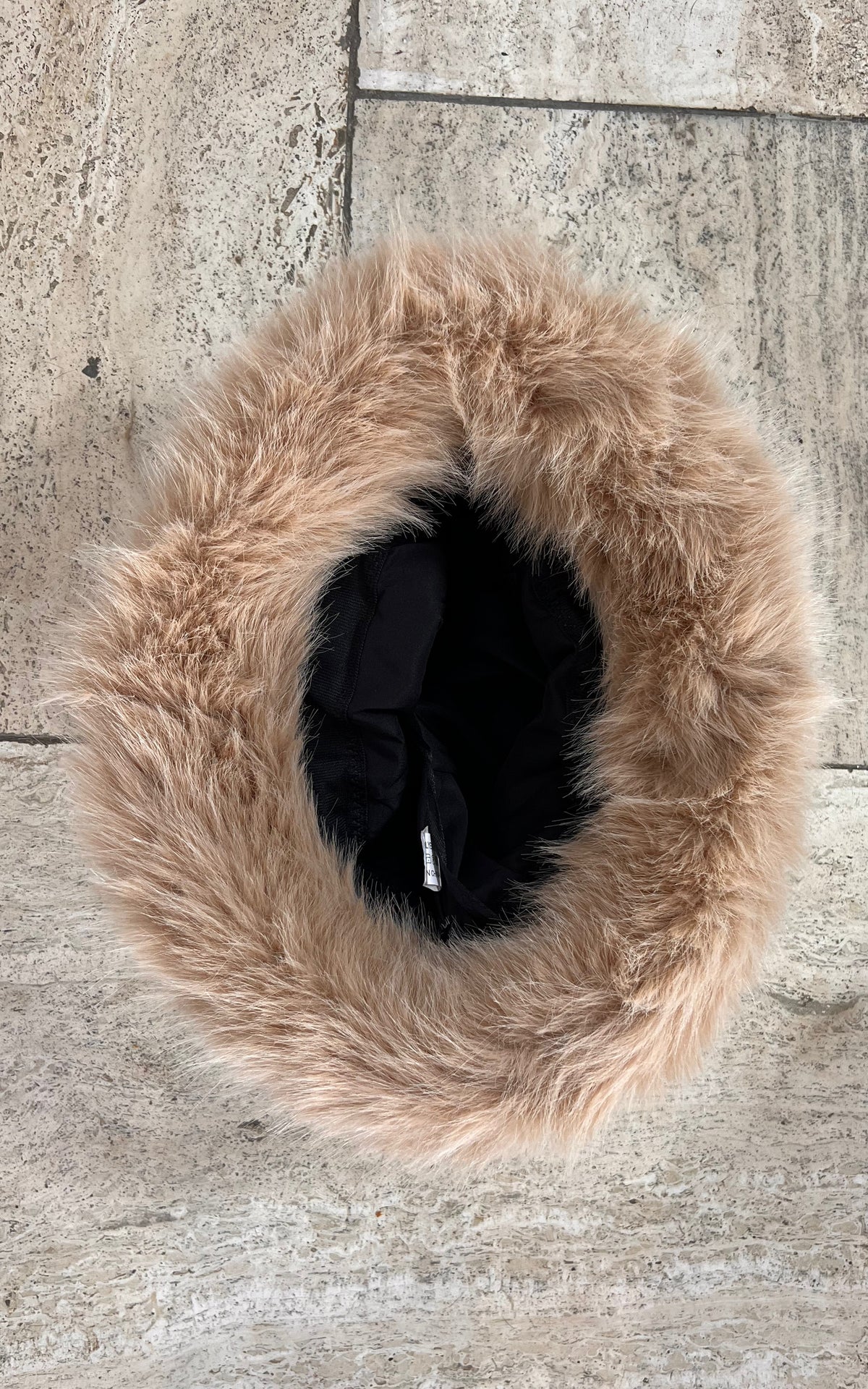 Honey Beige Faux Fur Hat with Wide Turn-Up Brim