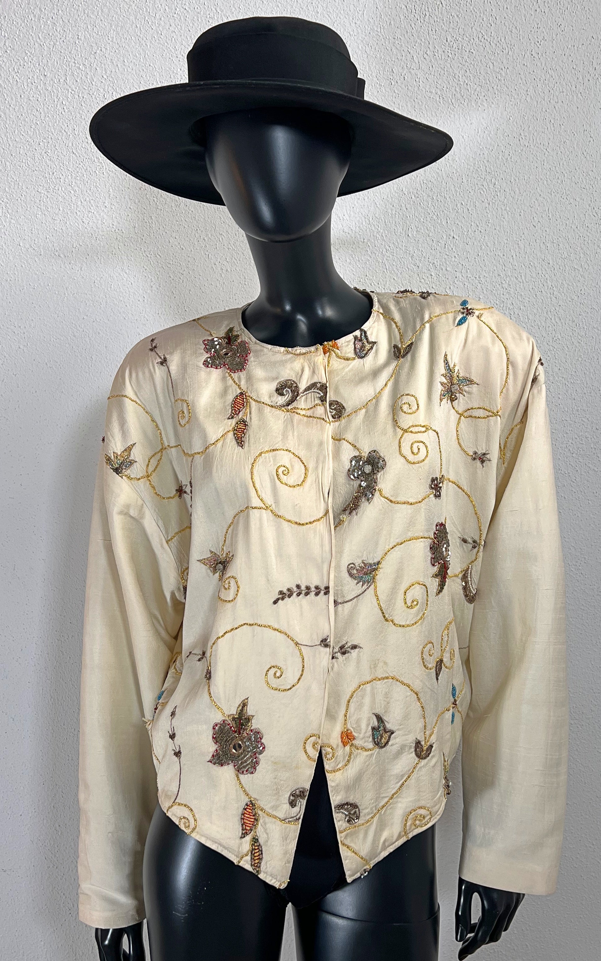 Vintage Raw Silk Bomber Jacket