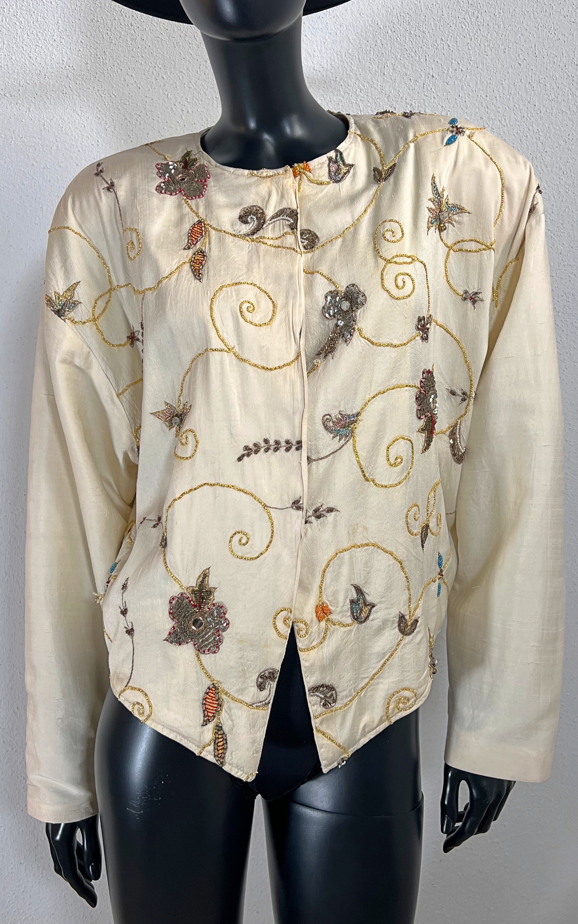 Vintage Raw Silk Bomber Jacket