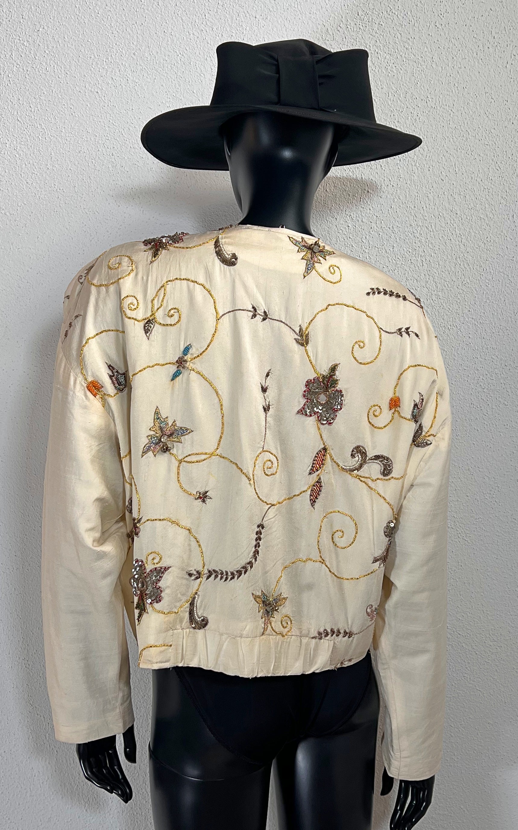 Vintage Raw Silk Bomber Jacket