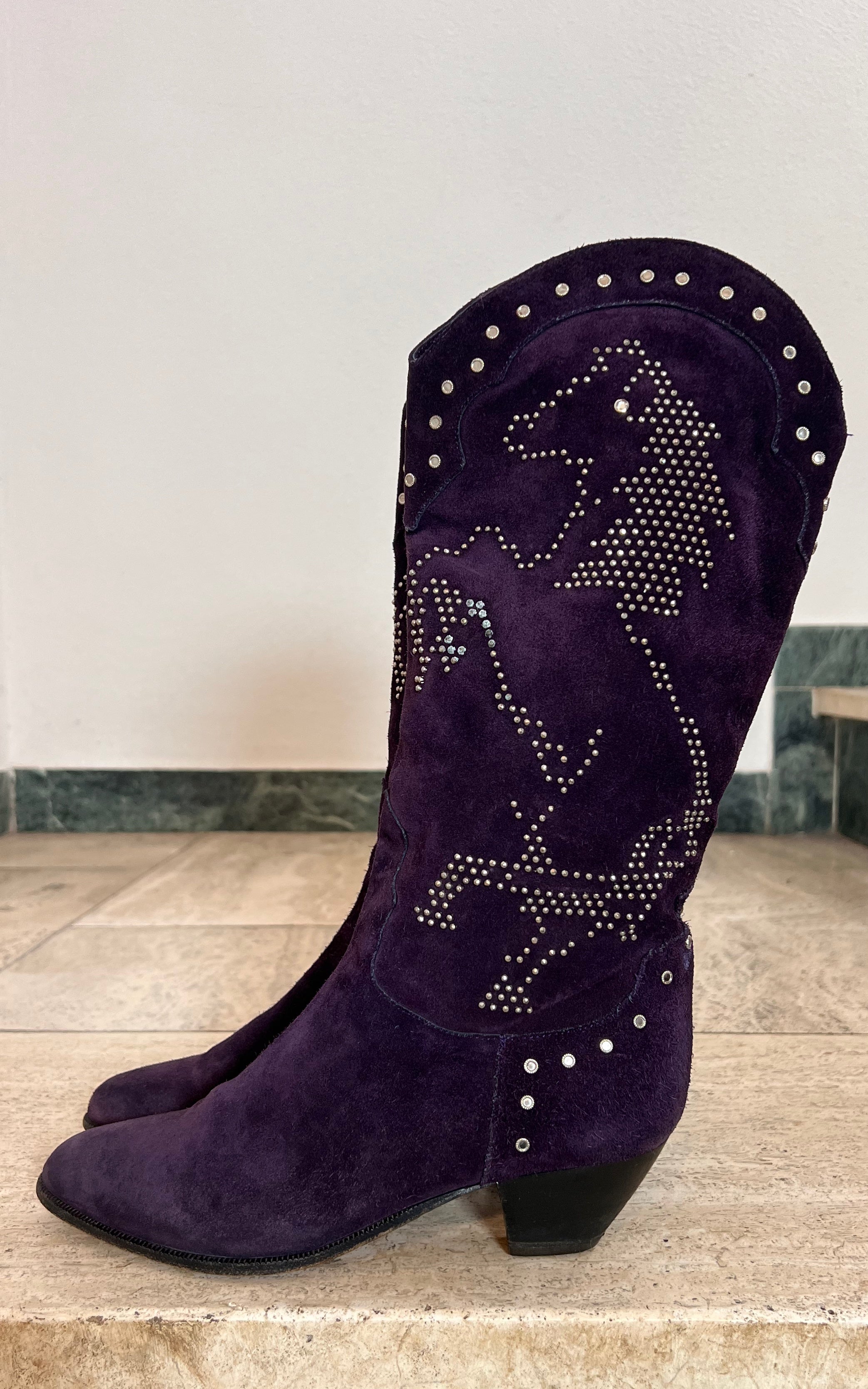 Vintage Studded Purple Pony Boots 37