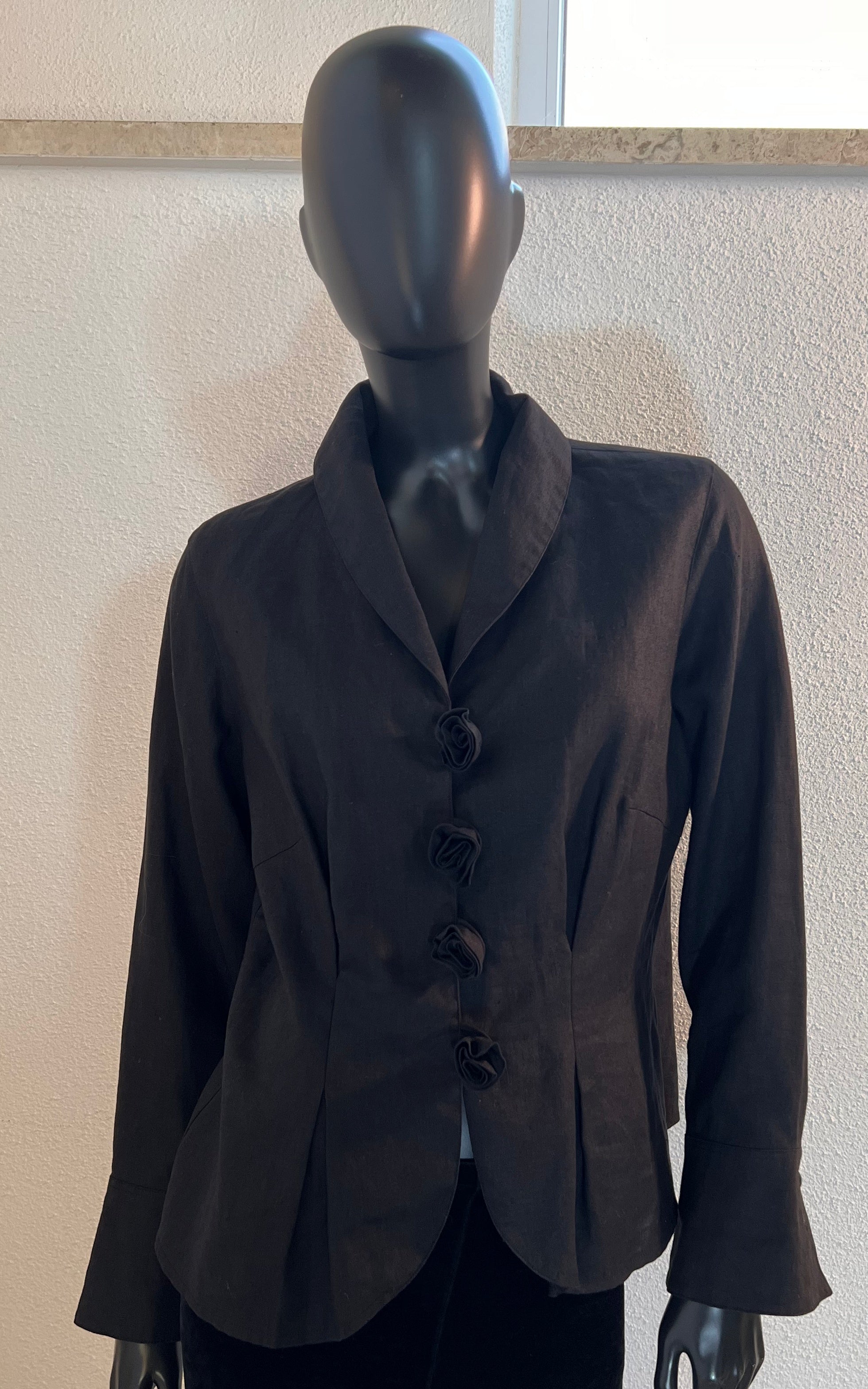 Giacca di lino vintage con rose Y2K