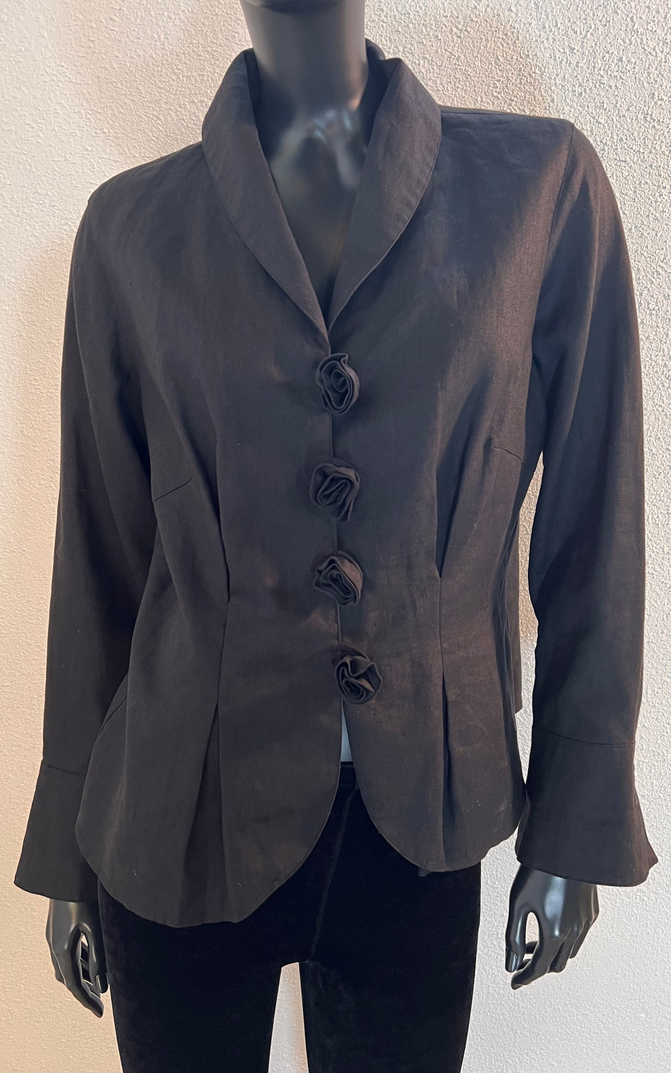 Giacca di lino vintage con rose Y2K