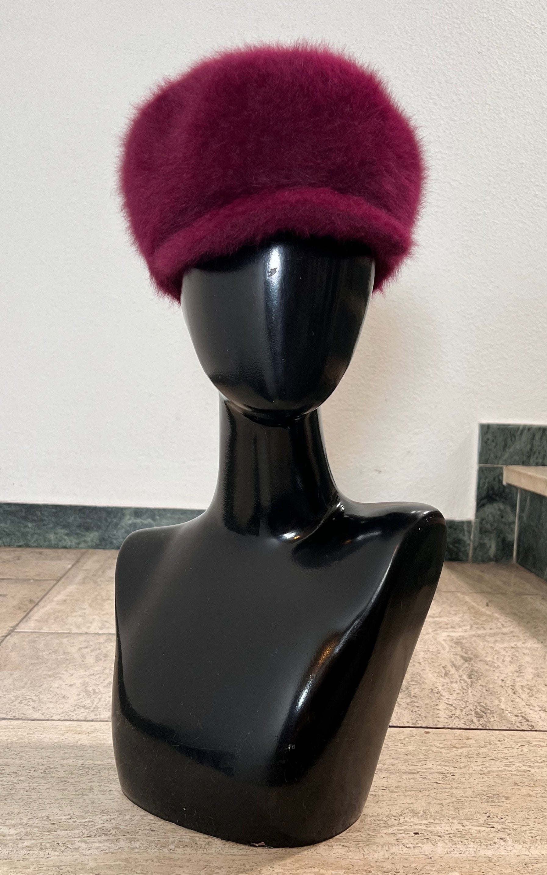 Vintage 60s Angora Baker Boy Hat