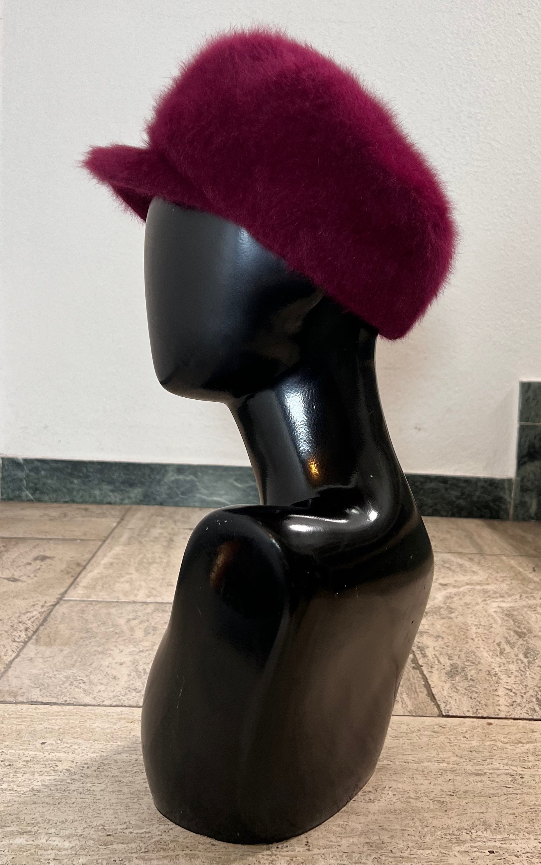 Vintage 60s Angora Baker Boy Hat