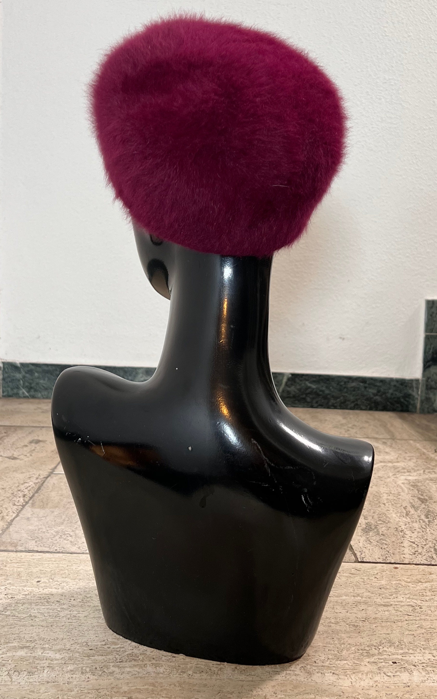 Vintage 60s Angora Baker Boy Hat