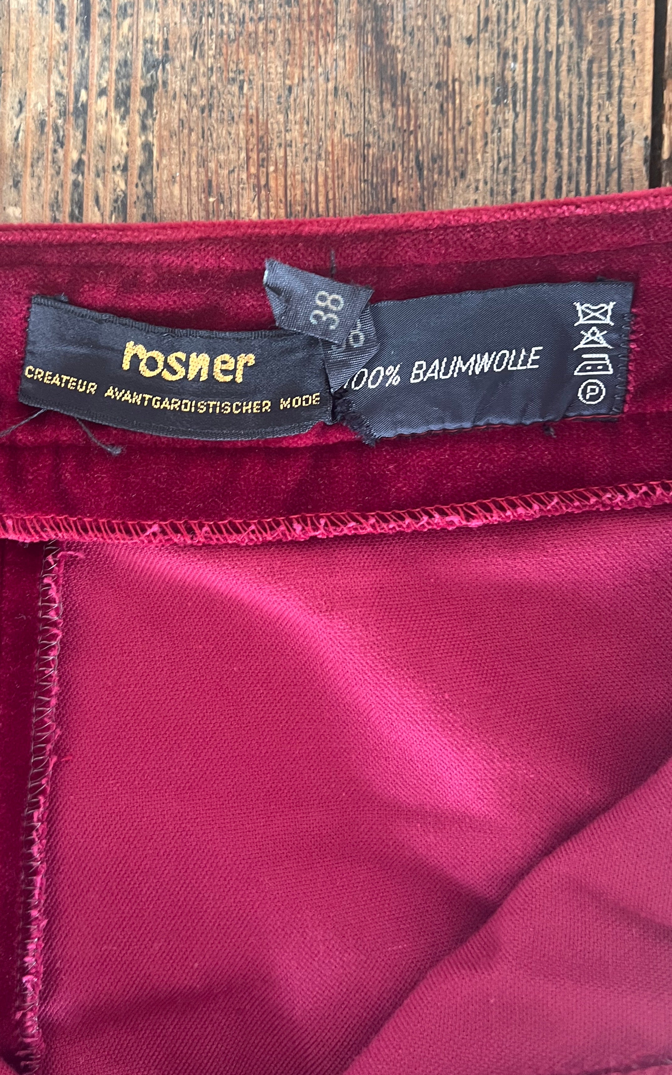 Vintage 70s Burgundy Red Velvet Flare