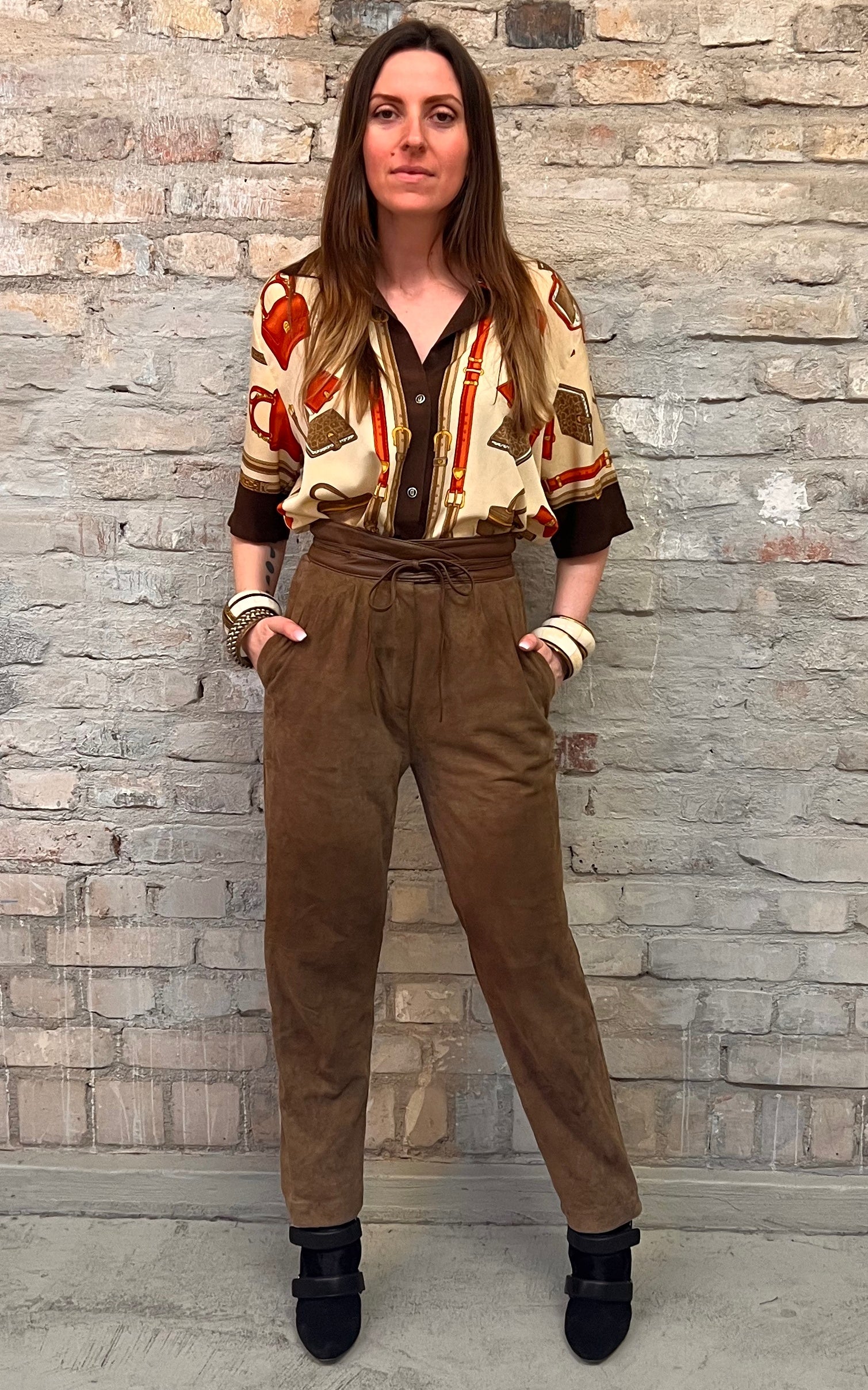 Vintage Yves Saint Laurent Suede Leather Pants