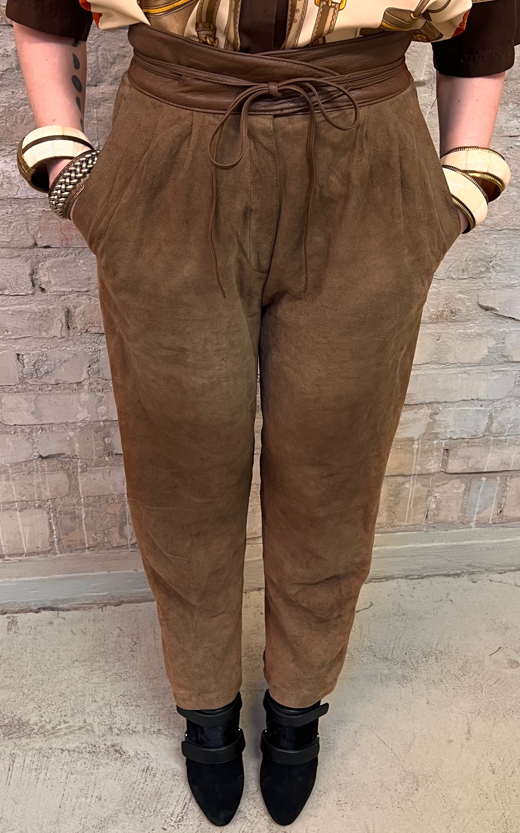 Vintage Yves Saint Laurent Suede Leather Pants