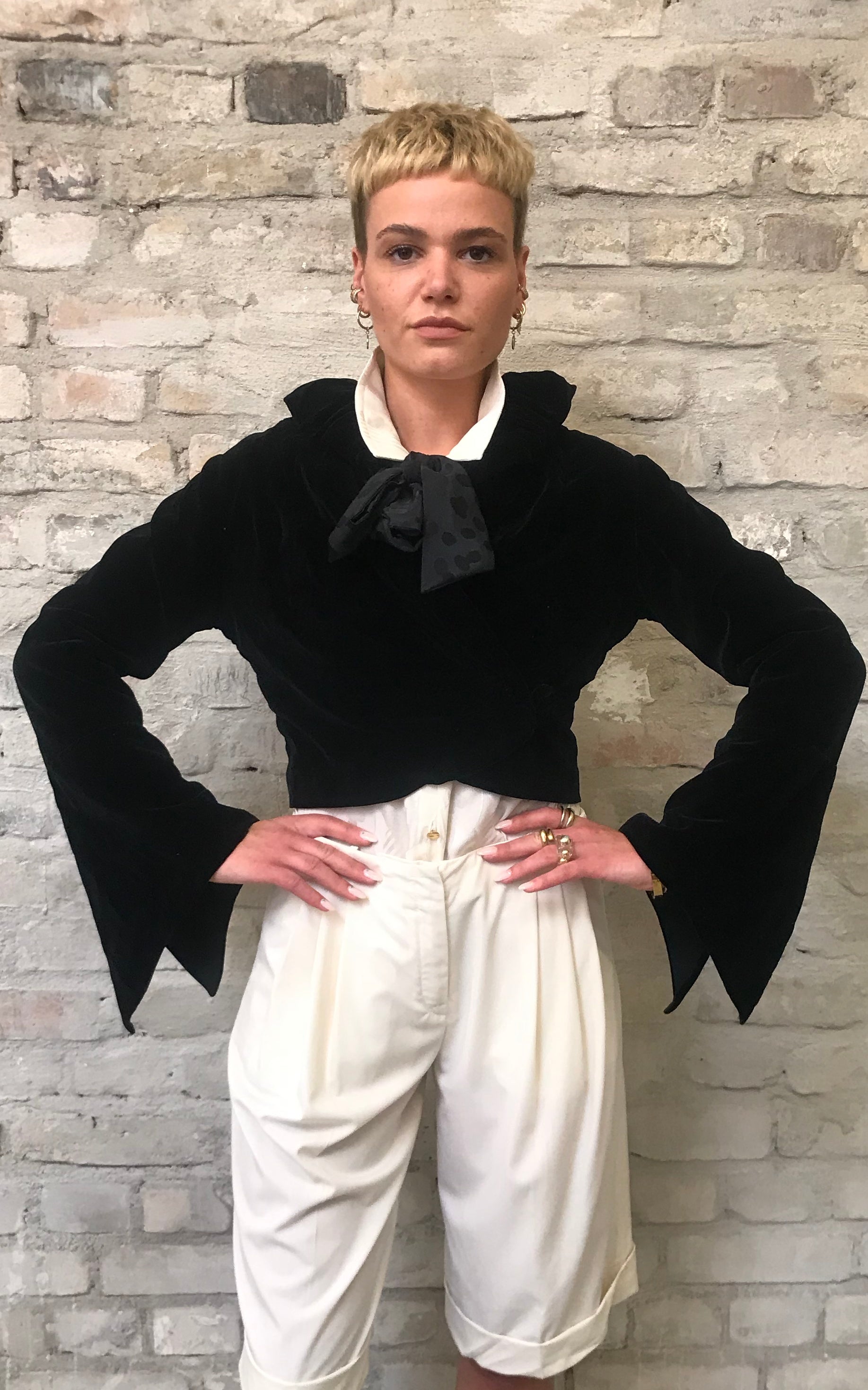 Antique Velvet Jacket With High Collar