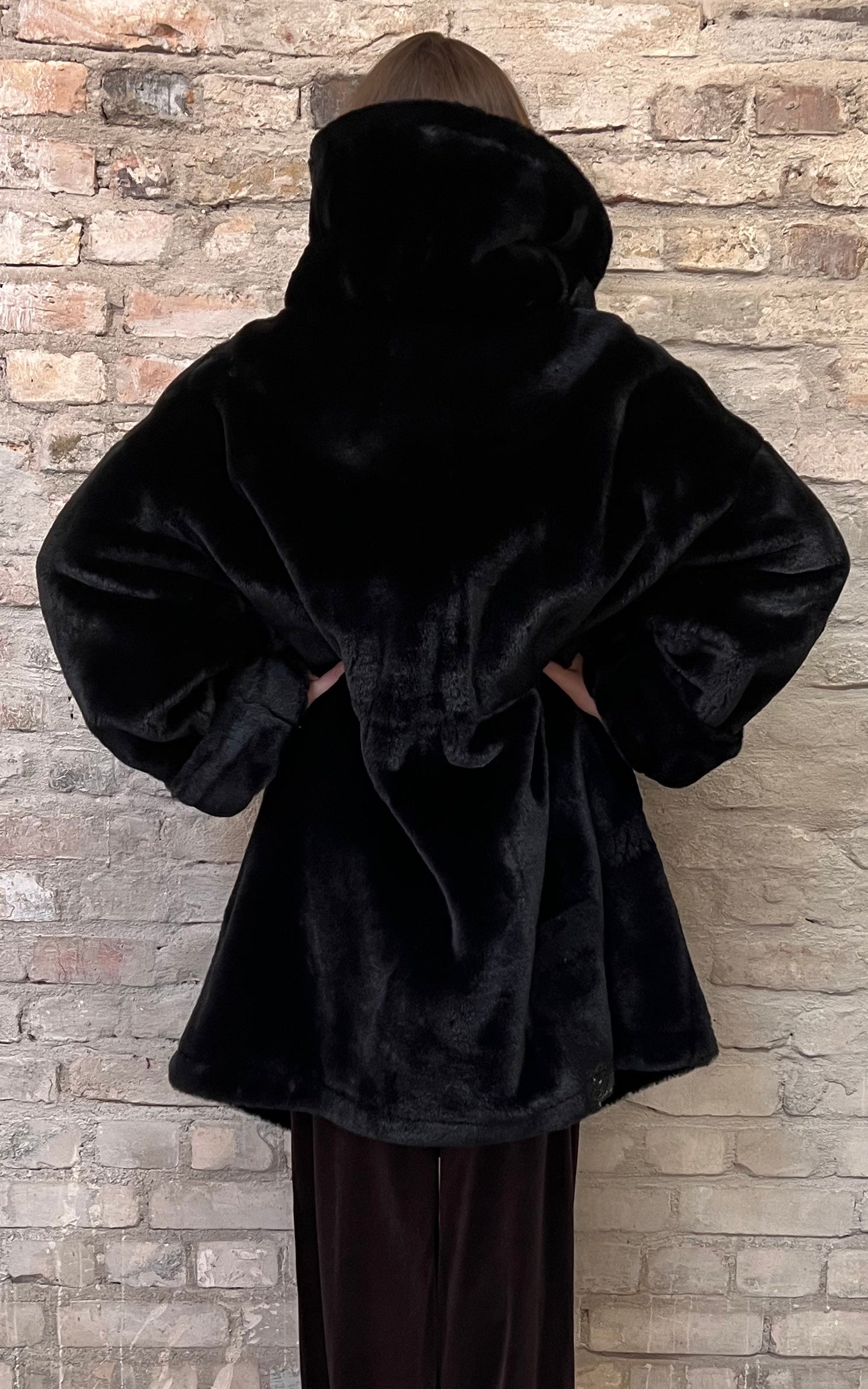 Parka vintage in pelliccia sintetica anni '90