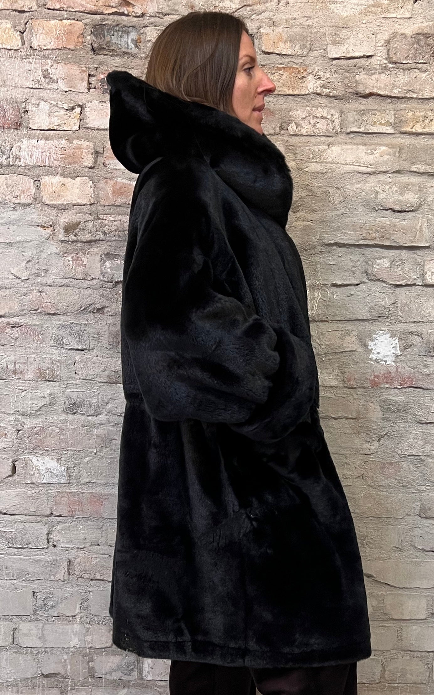 Parka vintage in pelliccia sintetica anni '90